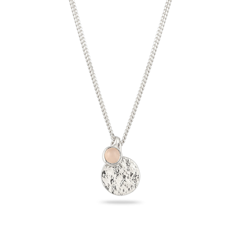 Silber - Elli | Halskette Plättchen | Opal Pink | 925 Sterling Silber