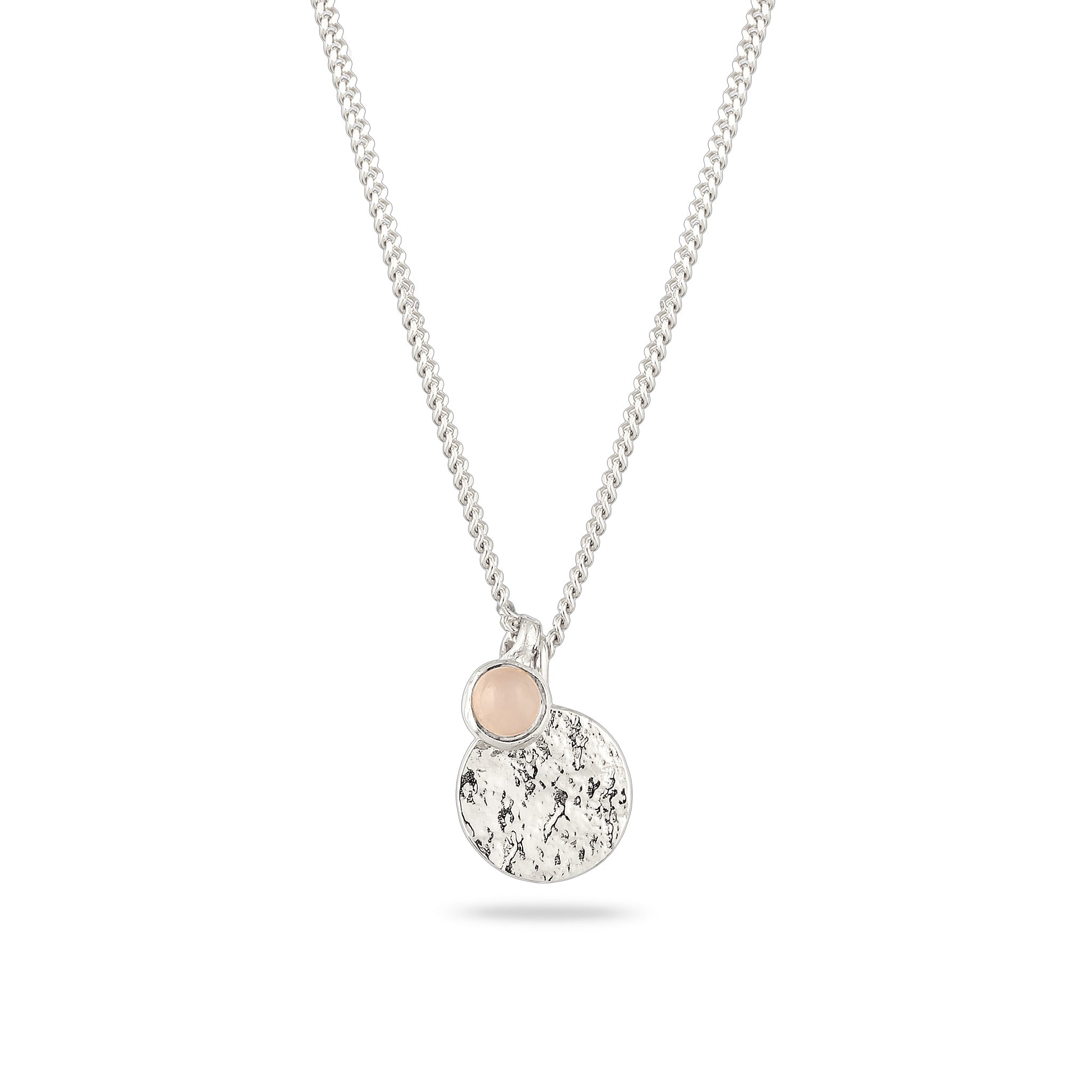 Silber - Elli | Halskette Plättchen | Quarz (Rosé) | 925 Sterling Silber