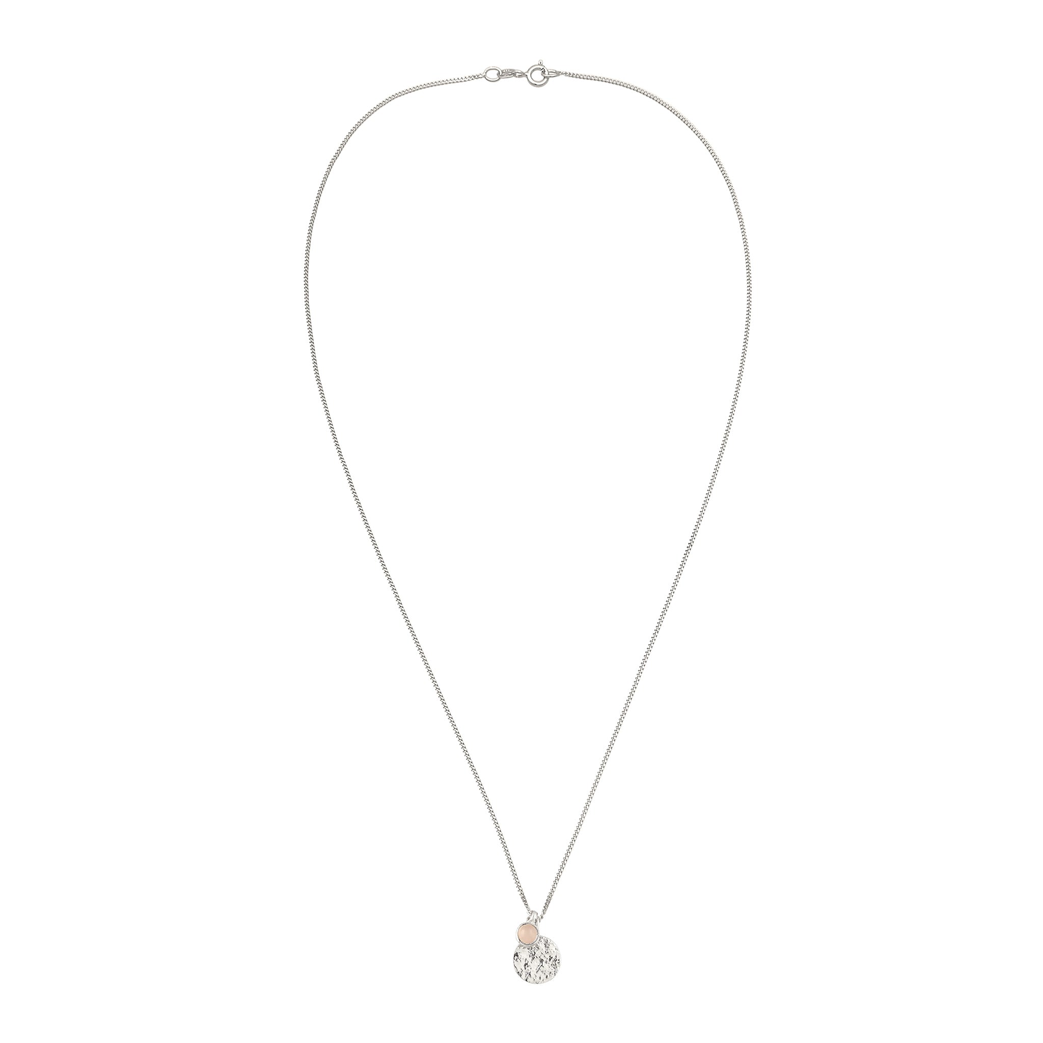 Silber - Elli | Halskette Plättchen | Quarz (Rosé) | 925 Sterling Silber