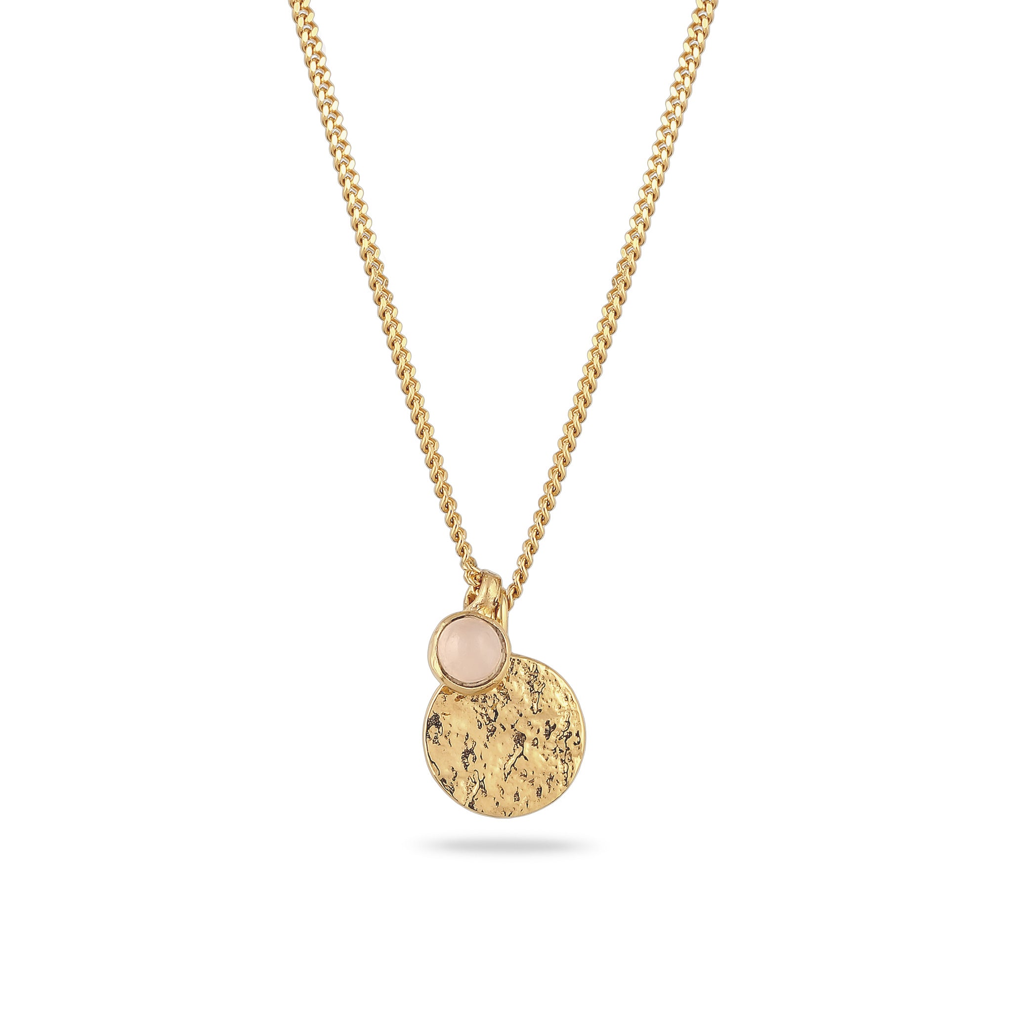 Gold - Elli | Halskette Plättchen | Opal Pink | 925 Sterling Silber vergoldet