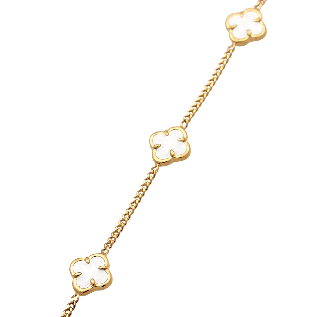 Gold - Elli | Armband Kleeblatt | Emaille (Weiß) | 925 Sterling Silber vergoldet