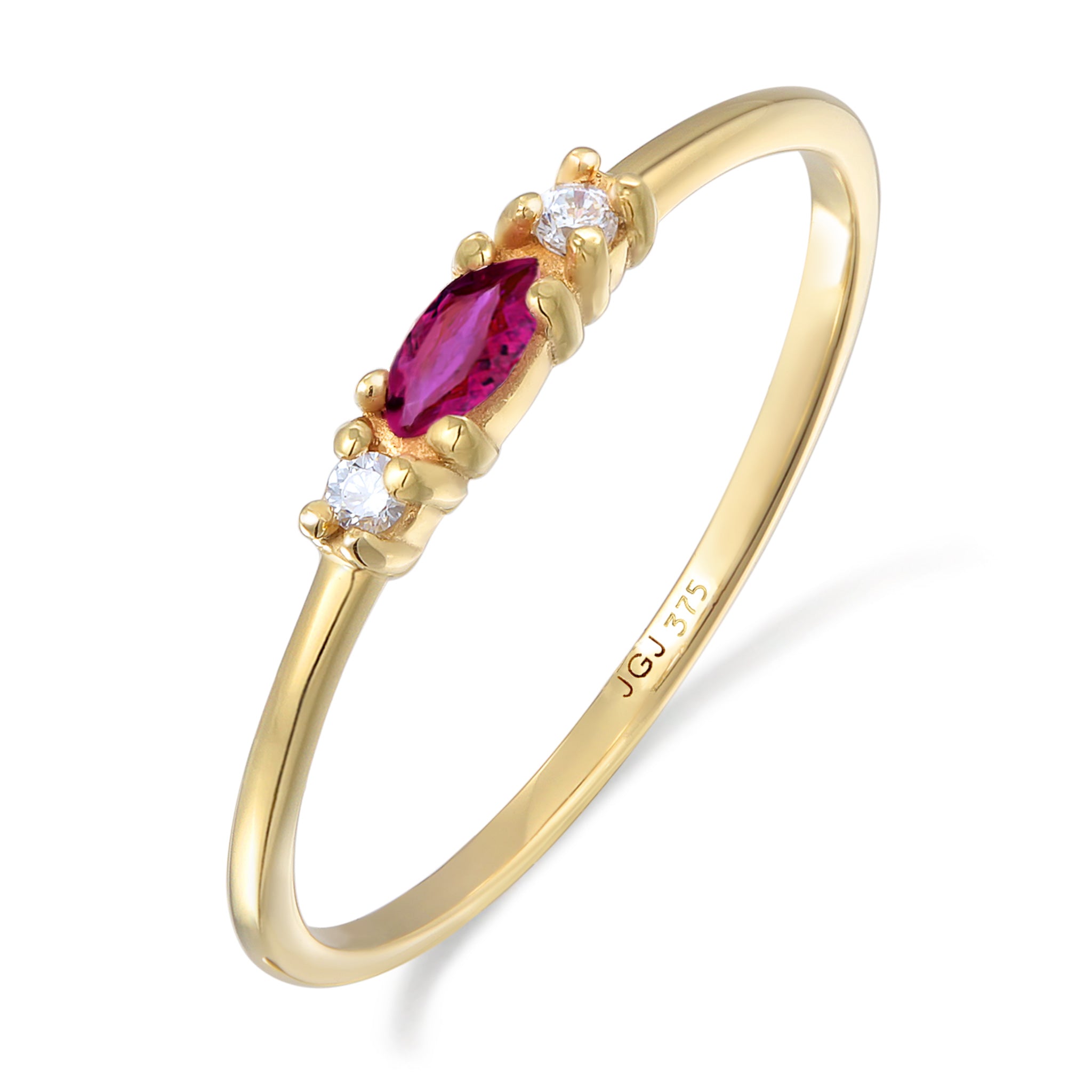 Pink - Elli PREMIUM | Ring Oval | Rubin (Pink) & Zirkonia (Weiß) | 375 Gelbgold