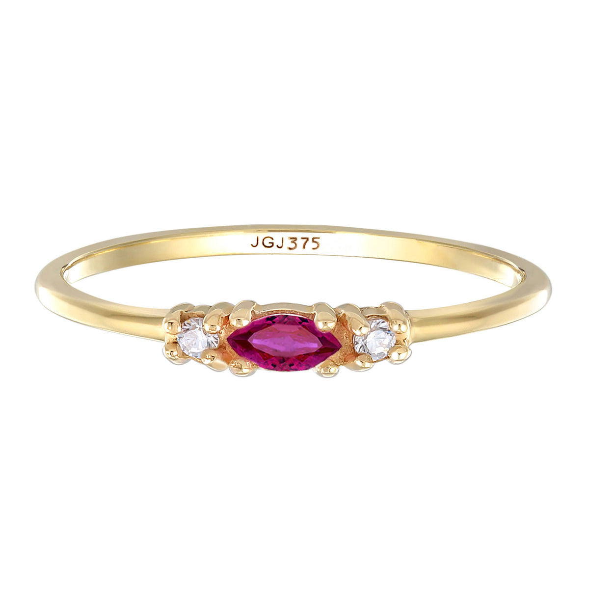Pink - Elli PREMIUM | Ring Oval | Rubin (Pink) & Zirkonia (Weiß) | 375 Gelbgold