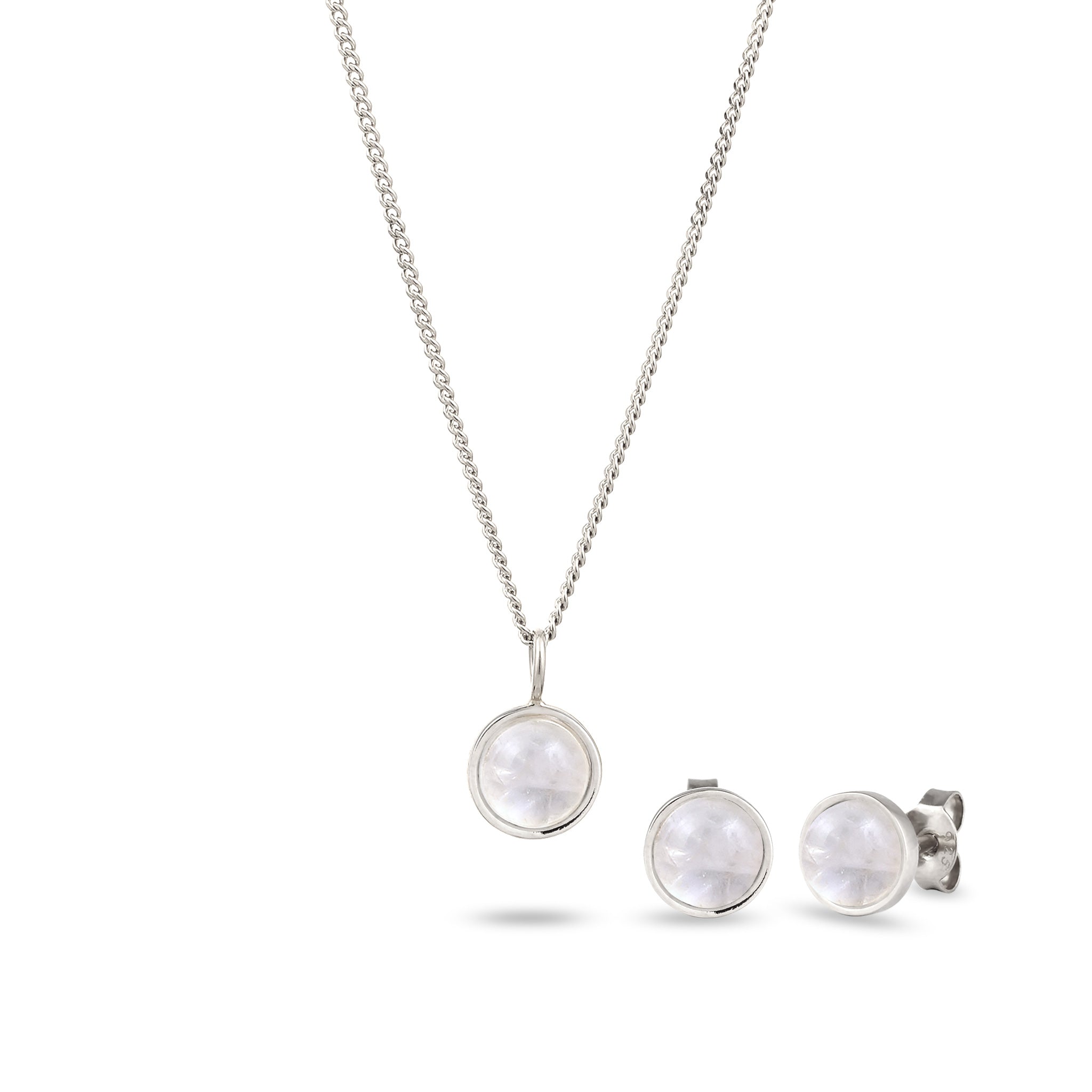 Silber - Elli | Schmuckset Basic | Mondstein (Weiß) | 925 Sterling Silber