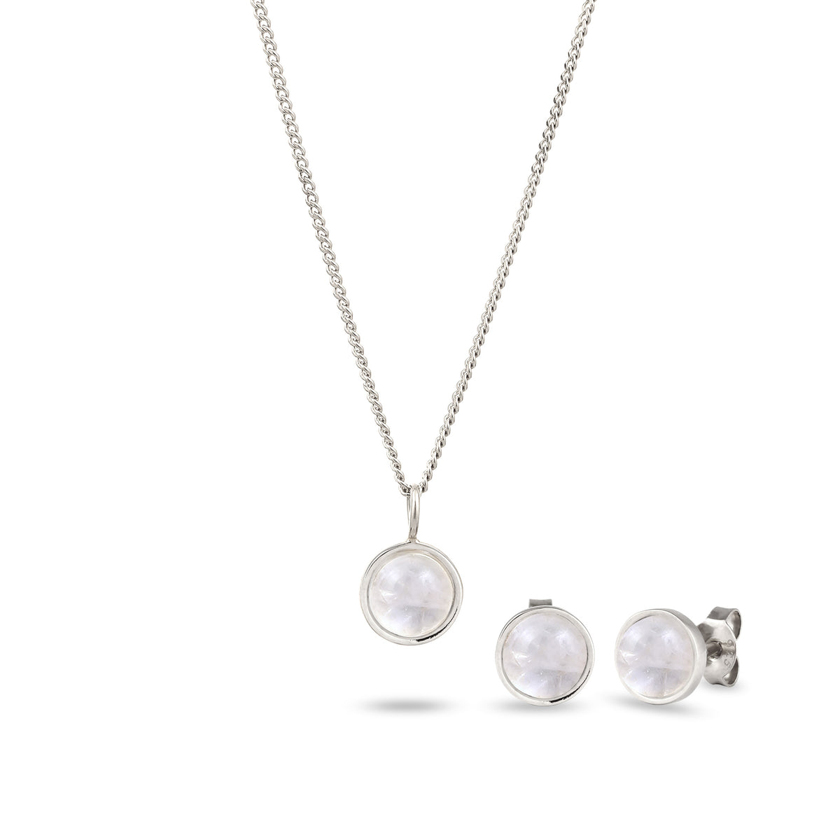 Silber - Elli | Schmuckset Basic | Mondstein (Weiß) | 925 Sterling Silber