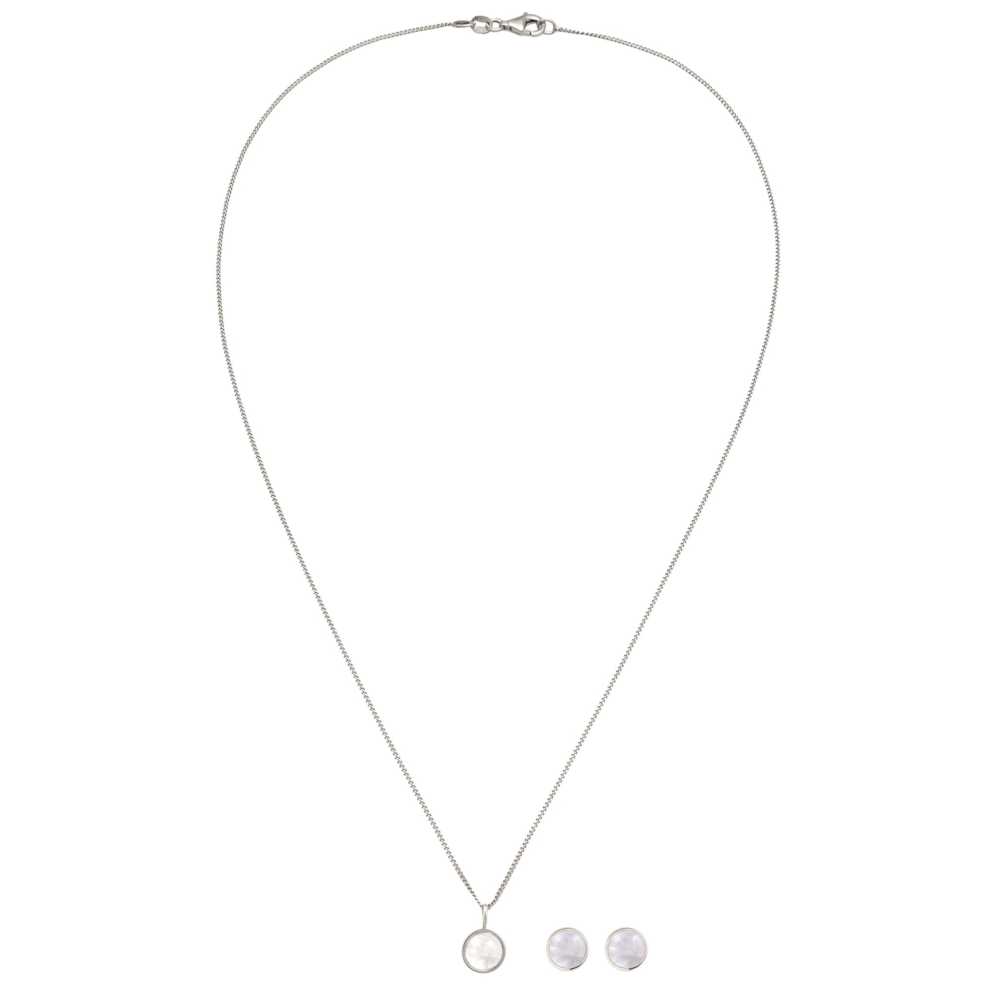 Silber - Elli | Schmuckset Basic | Mondstein (Weiß) | 925 Sterling Silber
