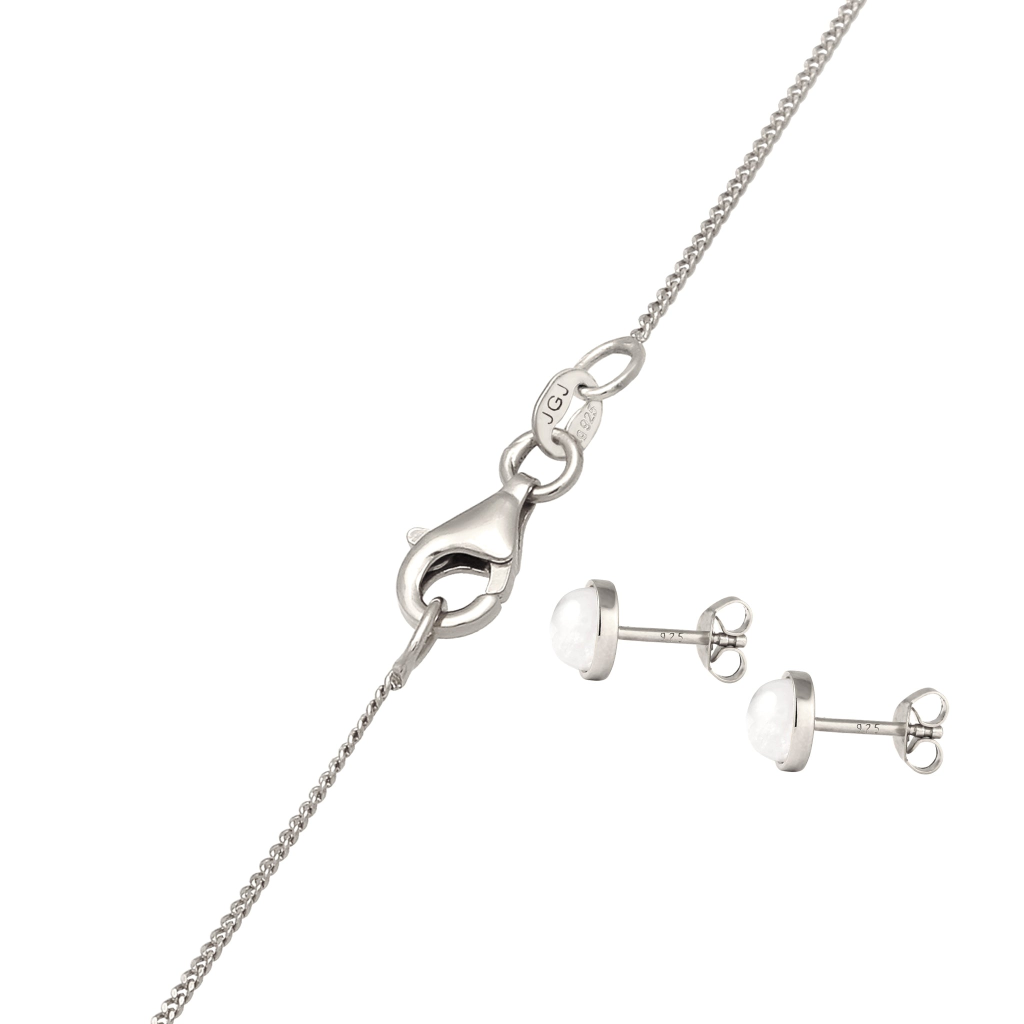Silber - Elli | Schmuckset Basic | Mondstein (Weiß) | 925 Sterling Silber
