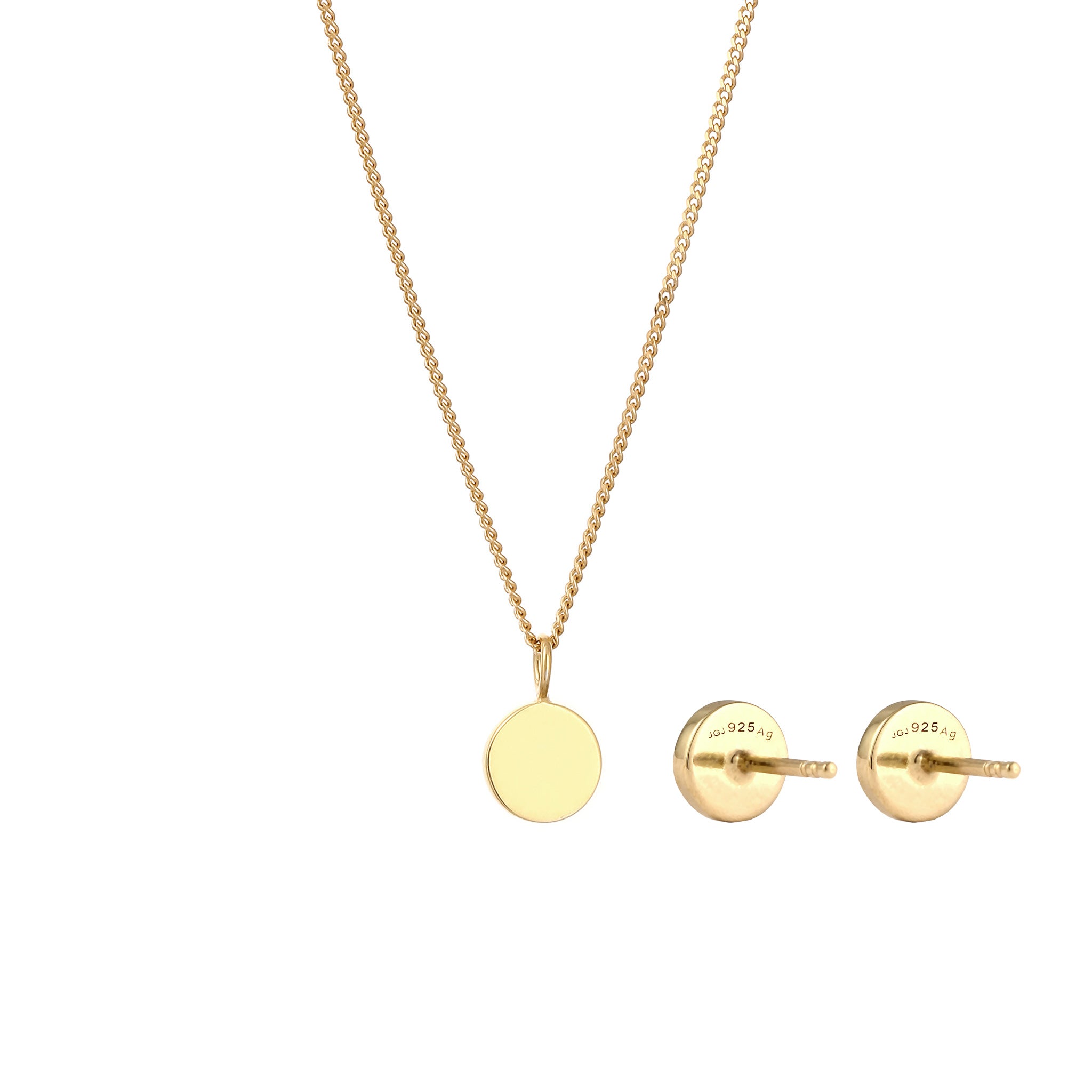 Gold - Elli | Schmuckset Basic | Mondstein (Weiß) | 925 Sterling Silber vergoldet