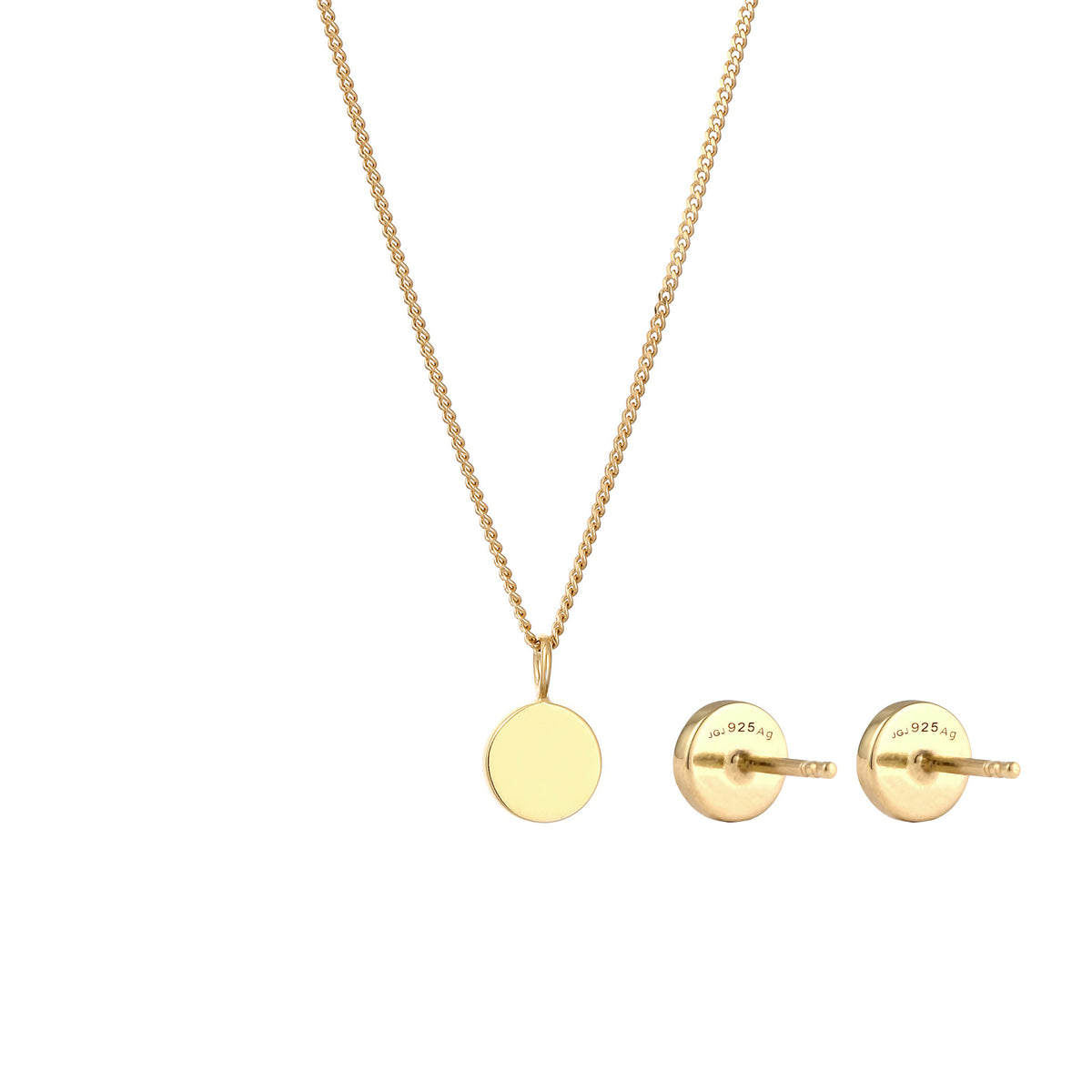 Gold - Elli | Schmuckset Basic | Mondstein (Weiß) | 925 Sterling Silber vergoldet