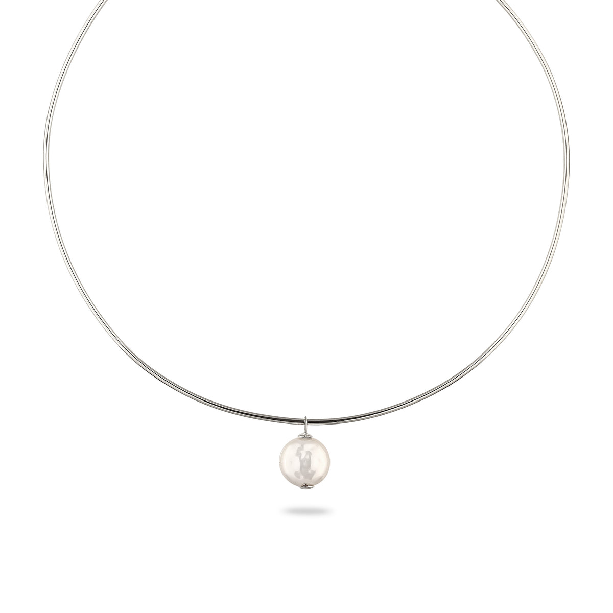 Silber - Elli PREMIUM | Halsreif | Muschelkernperle (Weiß) | 925 Sterling Silber