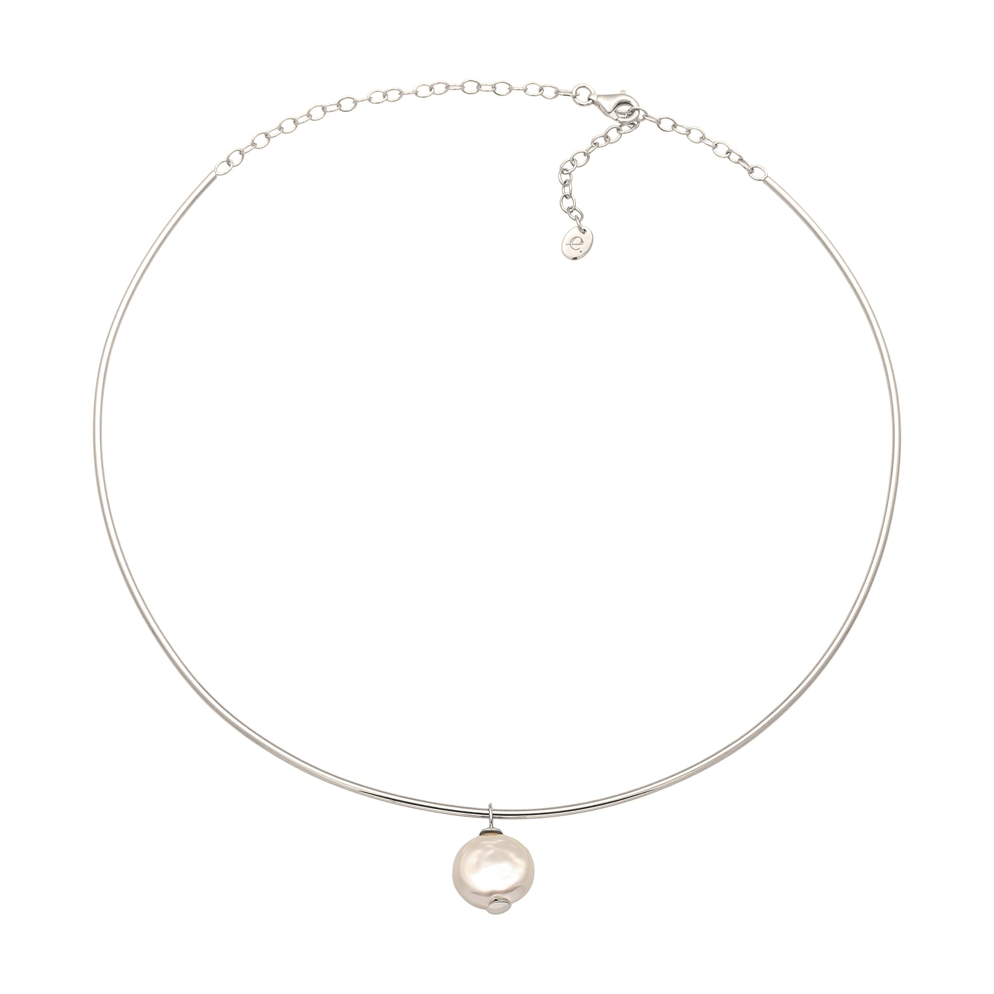 Silber - Elli PREMIUM | Halsreif | Muschelkernperle (Weiß) | 925 Sterling Silber