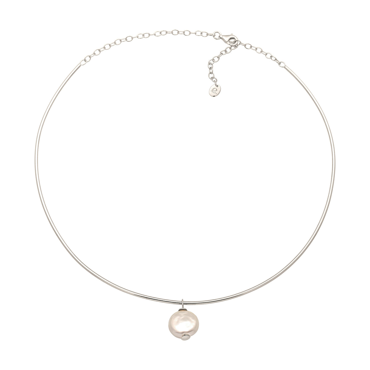 Silber - Elli PREMIUM | Halsreif | Muschelkernperle (Weiß) | 925 Sterling Silber