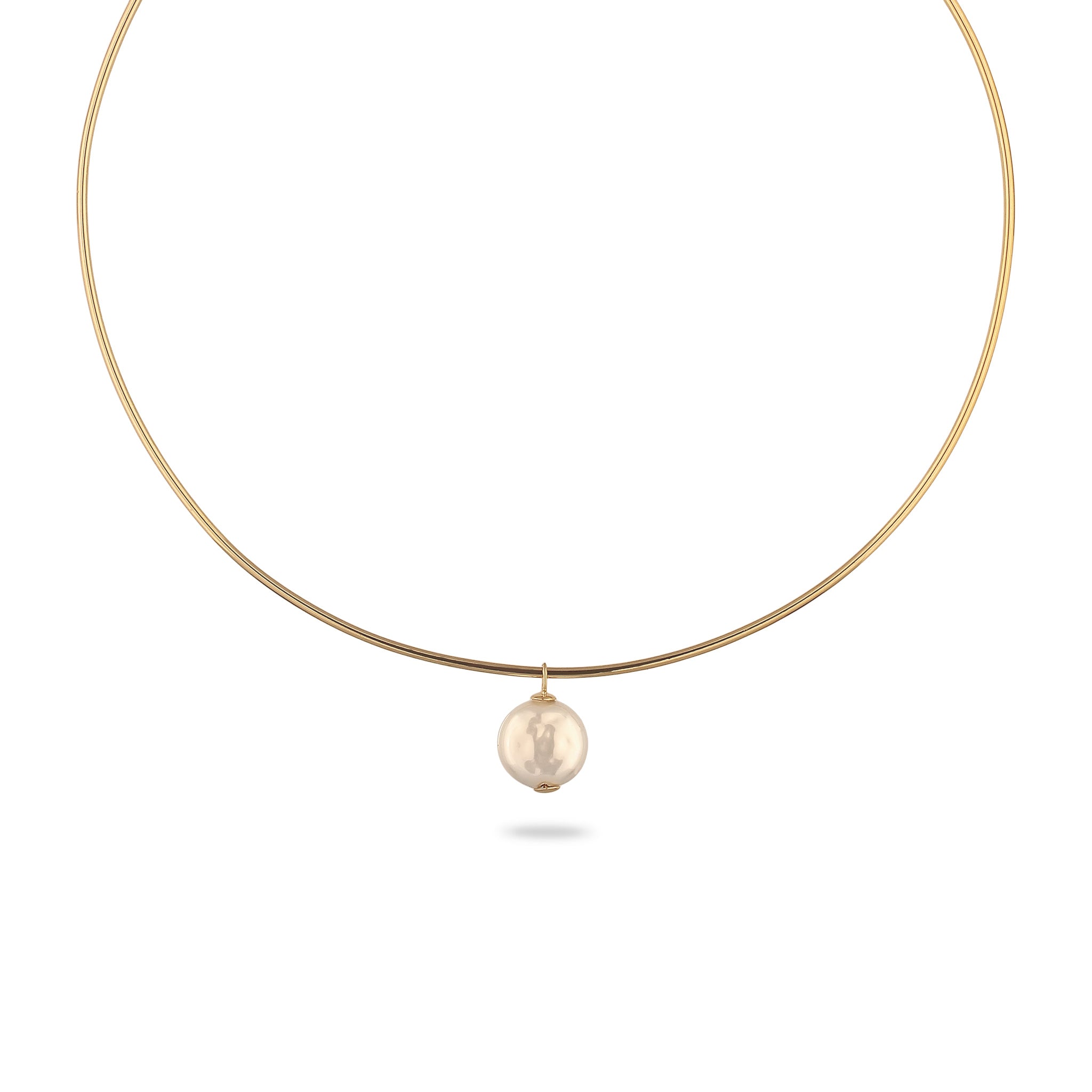 Gold - Elli PREMIUM | Halsreif | Muschelkernperle (Weiß) | 925 Sterling Silber vergoldet
