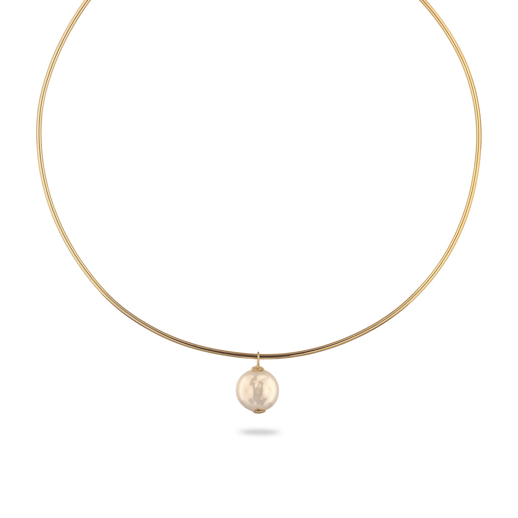 Gold - Elli PREMIUM | Halsreif | Muschelkernperle (Weiß) | 925 Sterling Silber vergoldet