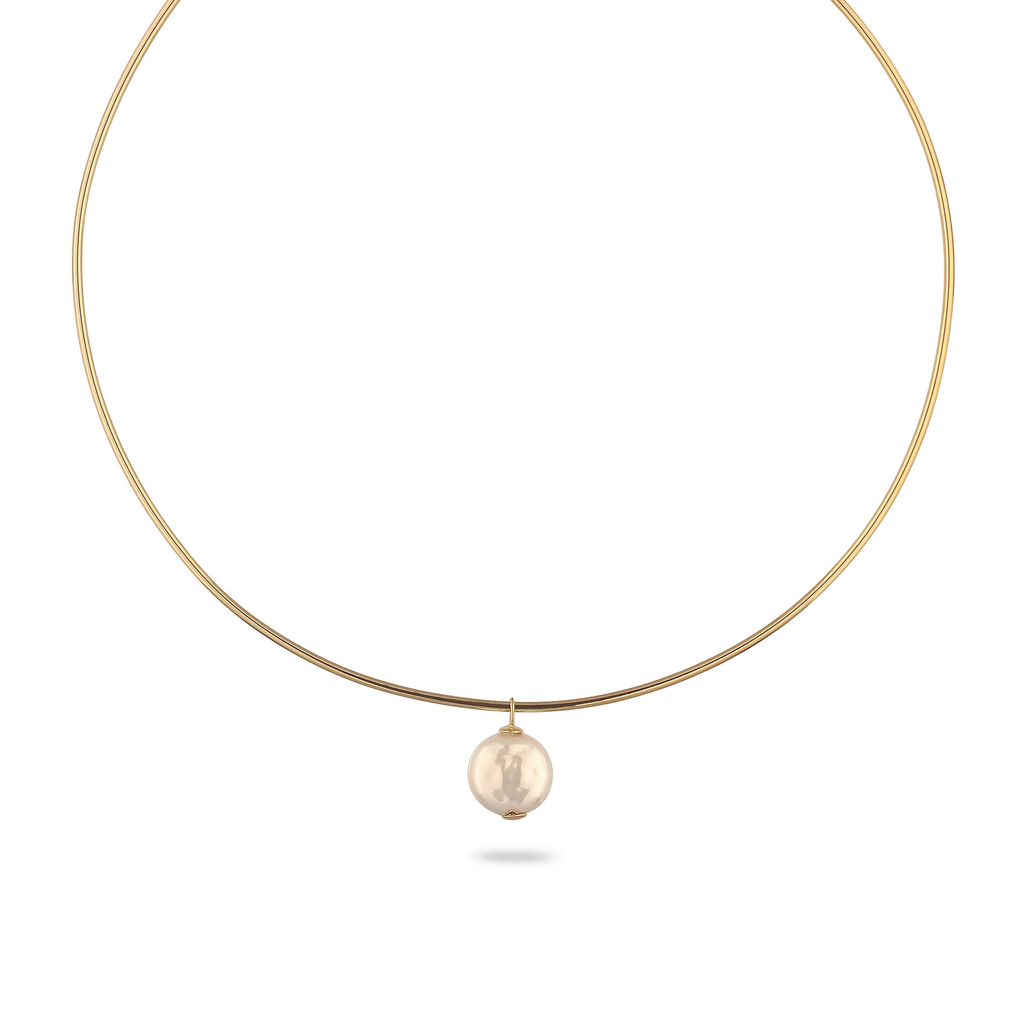 Gold - Elli PREMIUM | Halsreif | Muschelkernperle (Weiß) | 925 Sterling Silber vergoldet