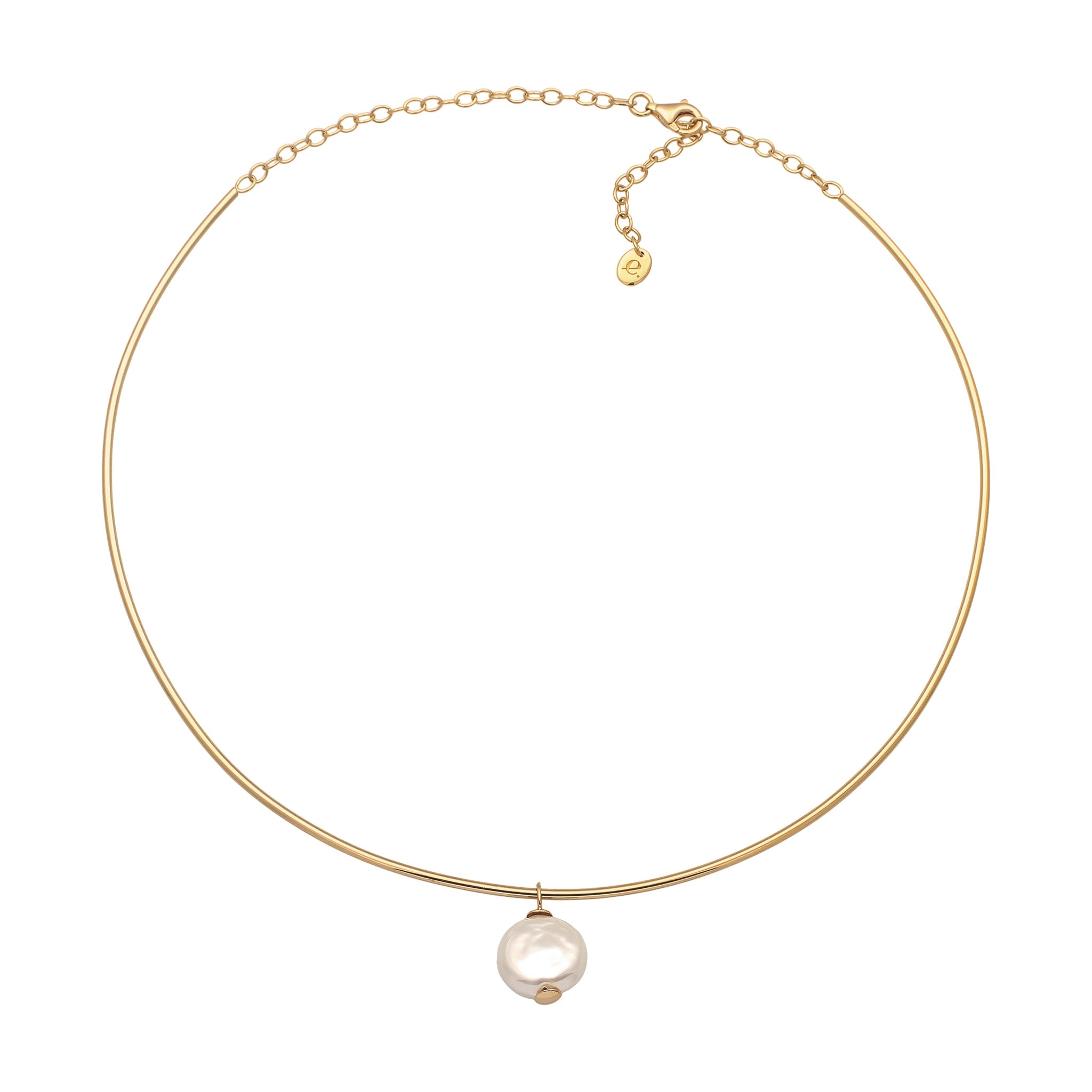 Gold - Elli PREMIUM | Halsreif | Muschelkernperle (Weiß) | 925 Sterling Silber vergoldet
