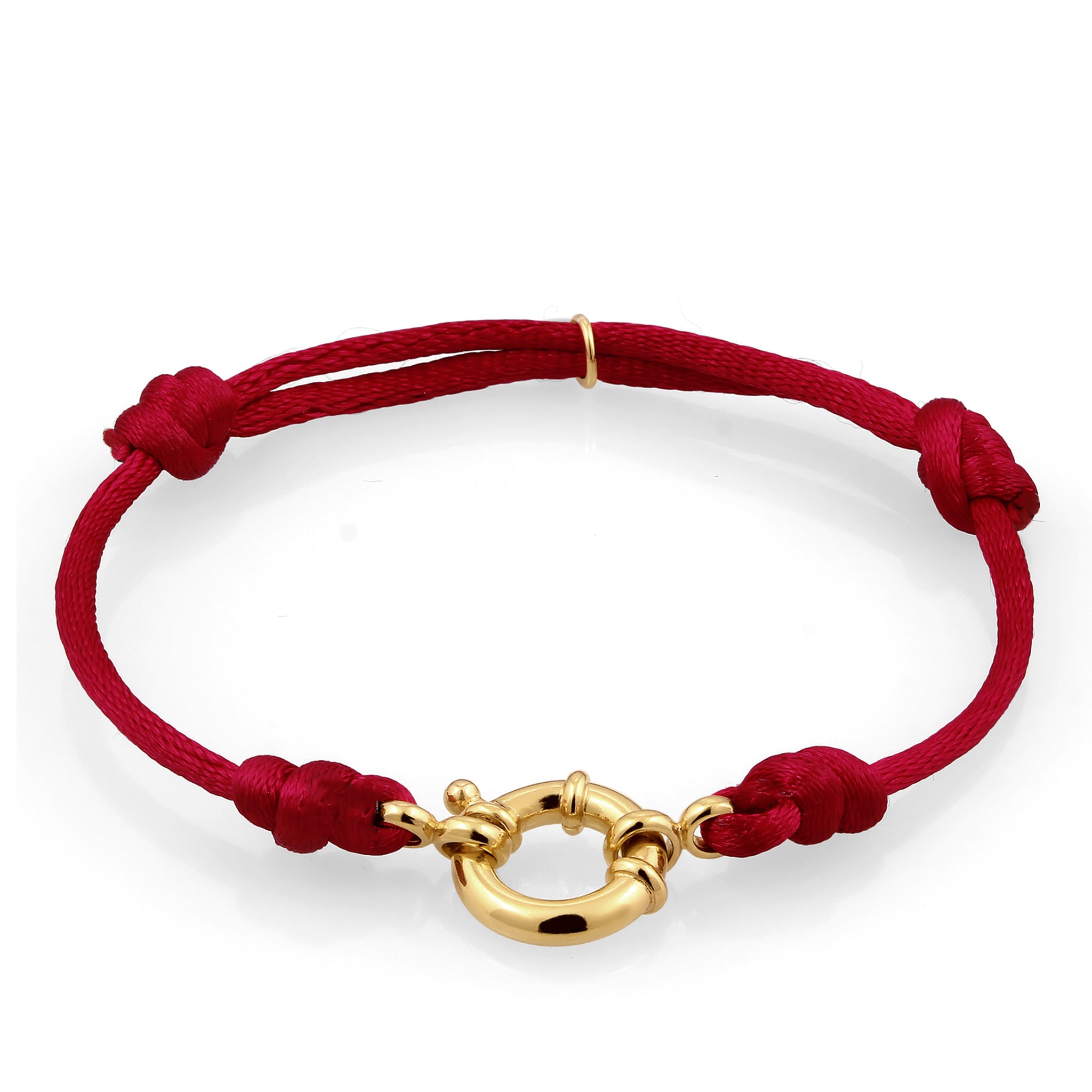 Rot - Elli PREMIUM | Armband | Satinband (Rot) | 925 Sterling Silber vergoldet