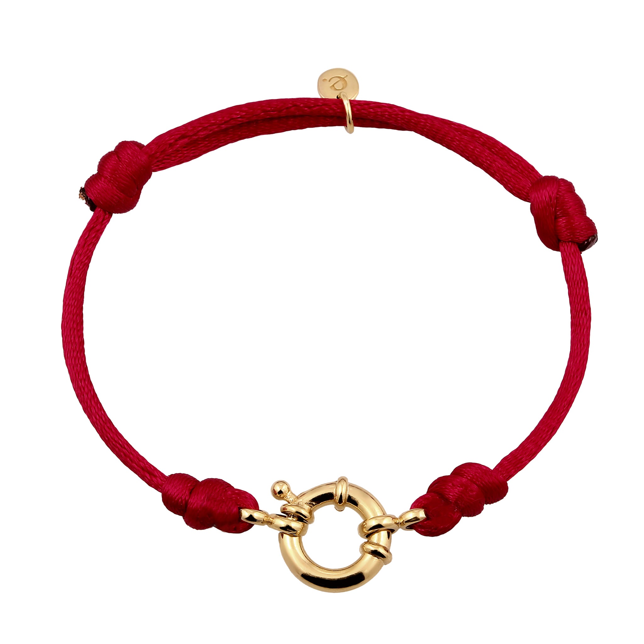 Rot - Elli PREMIUM | Armband | Satinband (Rot) | 925 Sterling Silber vergoldet