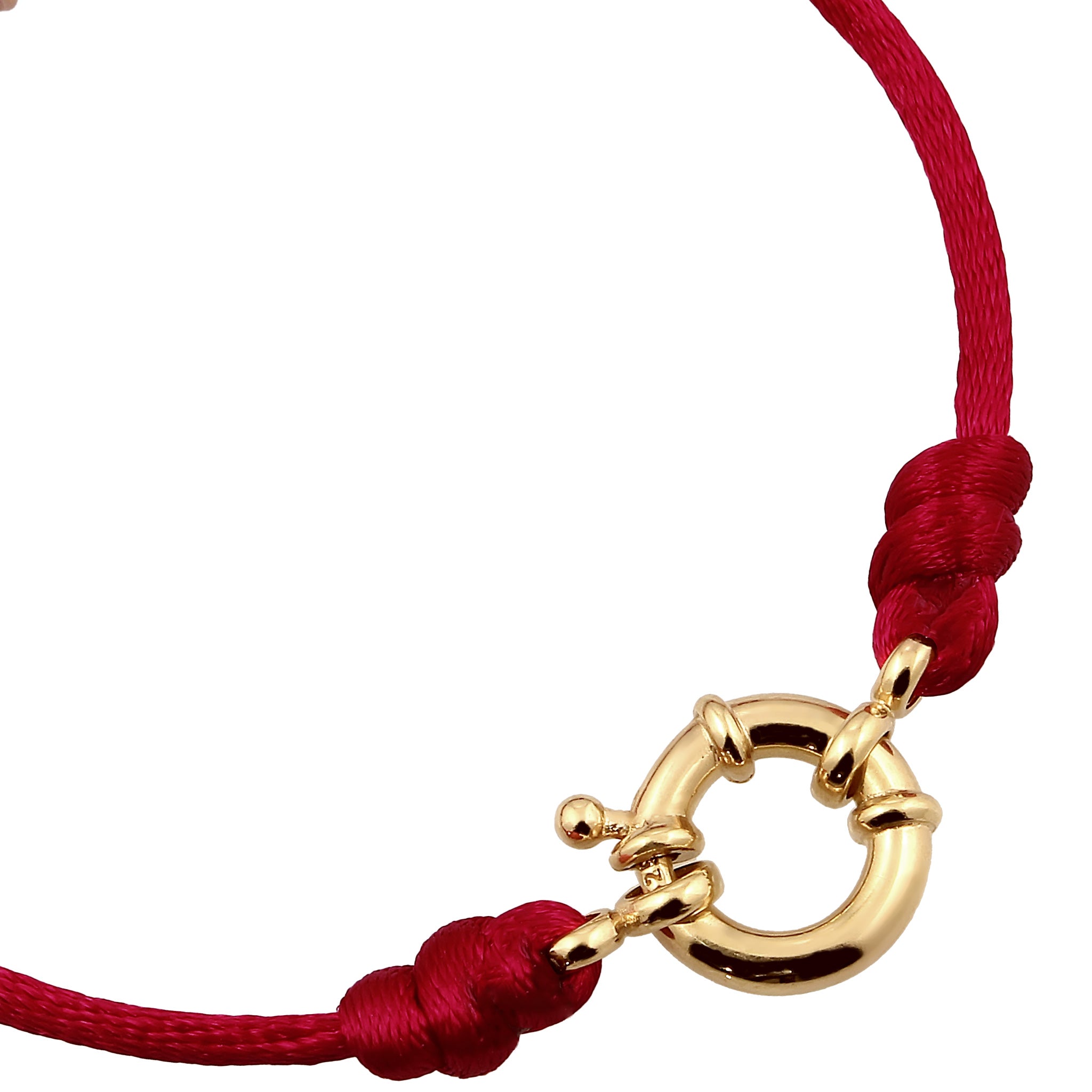 Rot - Elli PREMIUM | Armband | Satinband (Rot) | 925 Sterling Silber vergoldet