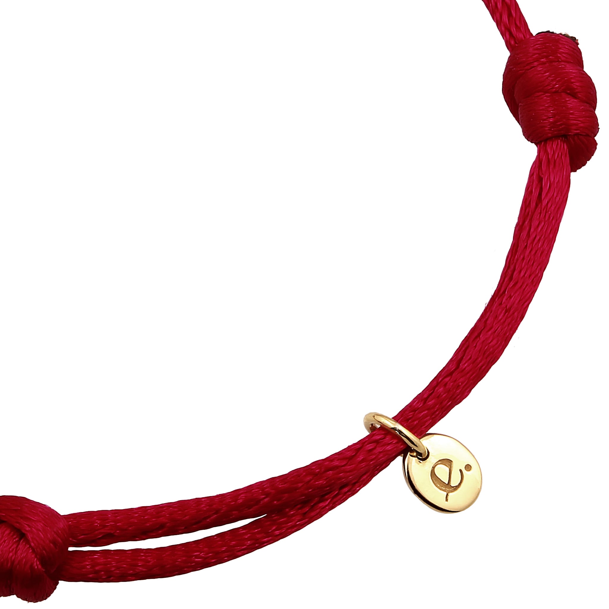 Rot - Elli PREMIUM | Armband | Satinband (Rot) | 925 Sterling Silber vergoldet