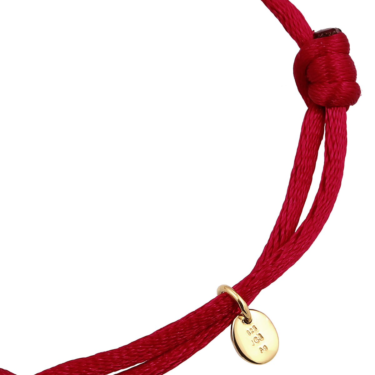 Rot - Elli PREMIUM | Armband | Satinband (Rot) | 925 Sterling Silber vergoldet