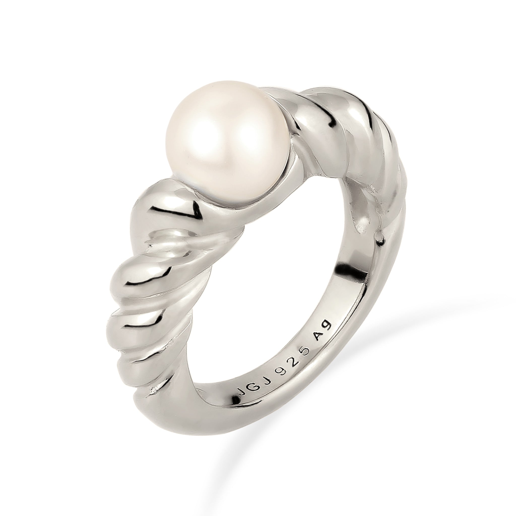 Silber - Elli PREMIUM | Ring Twisted | mit Perle von Swarovski® (Weiß) | 925 Sterling Silber