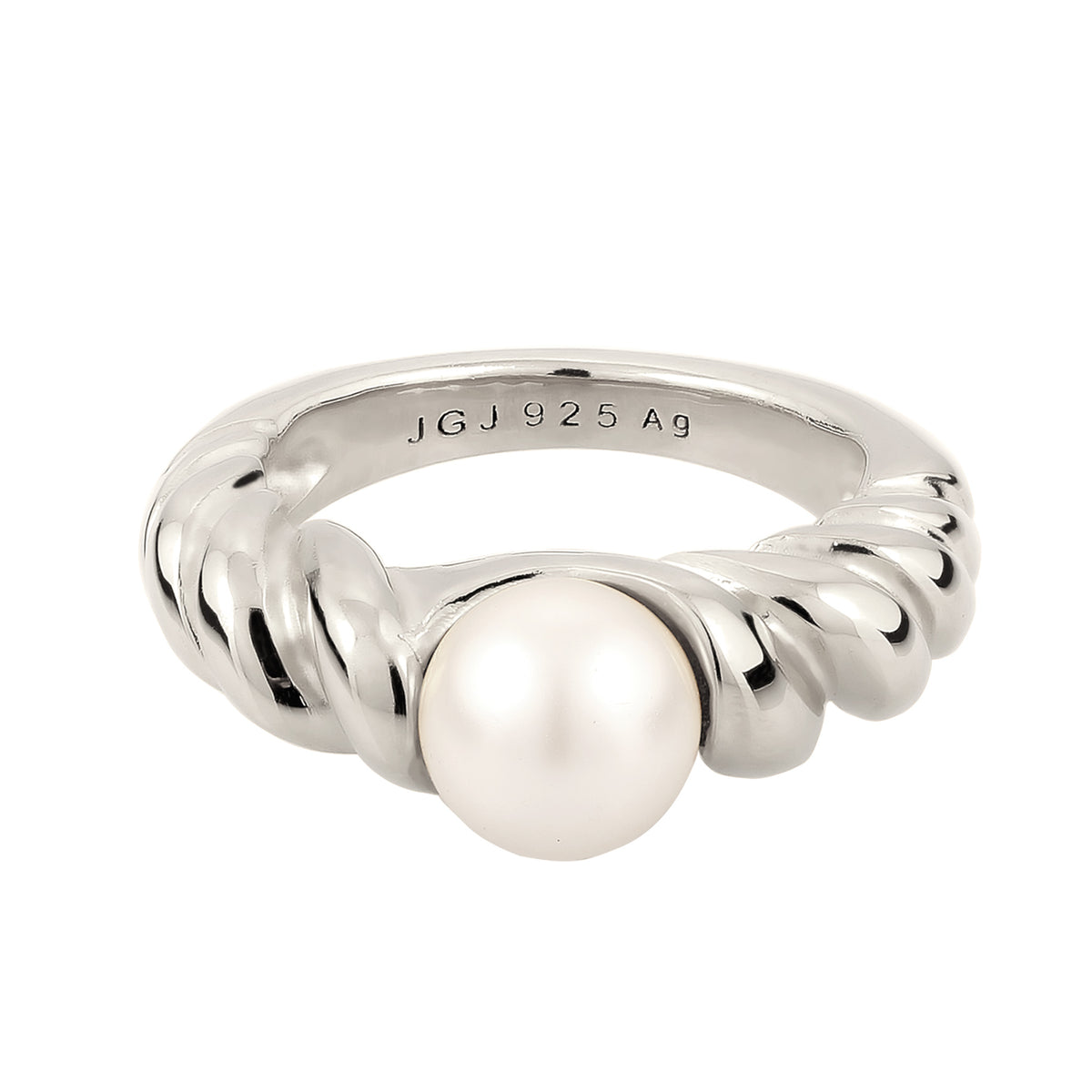 Silber - Elli PREMIUM | Ring Twisted | mit Perle von Swarovski® (Weiß) | 925 Sterling Silber