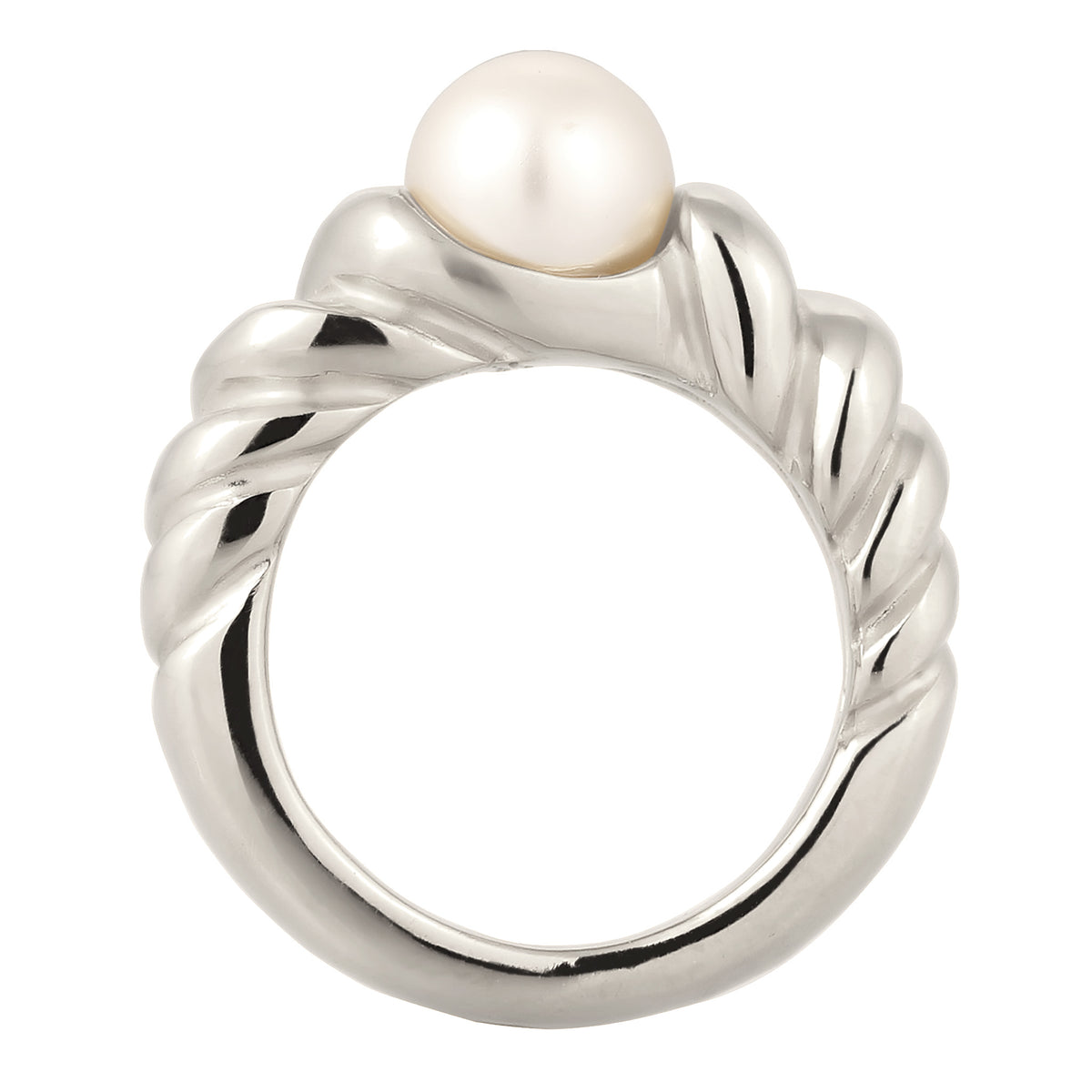 Silber - Elli PREMIUM | Ring Twisted | mit Perle von Swarovski® (Weiß) | 925 Sterling Silber