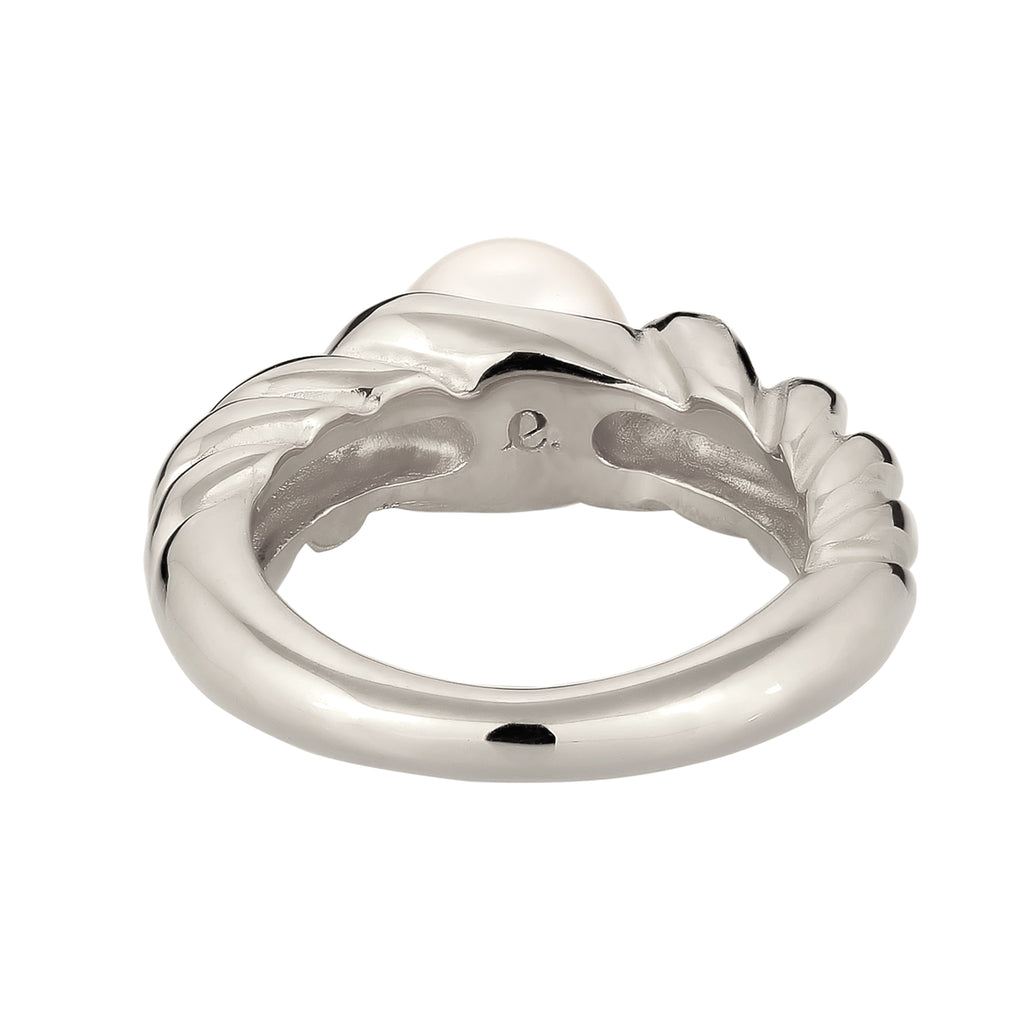 Silber - Elli PREMIUM | Ring Twisted | mit Perle von Swarovski® (Weiß) | 925 Sterling Silber
