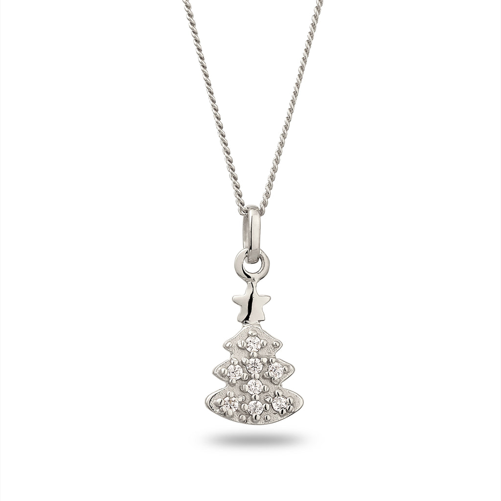 Silber - Elli DIAMONDS | Halskette Tanne | Laborgezüchtete Diamanten (Weiß, 0.015 ct) | 925 Sterling Silber