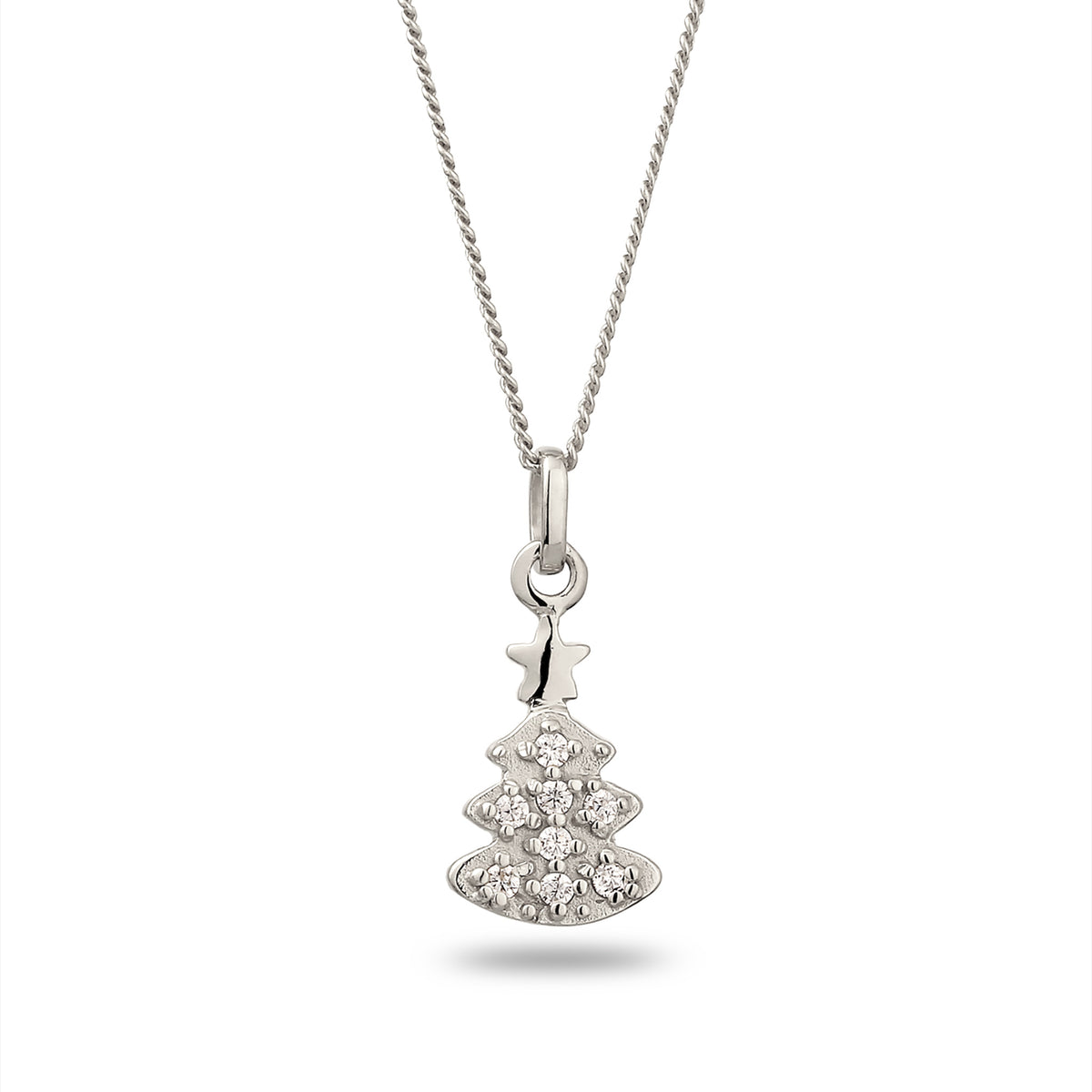 Silber - Elli DIAMONDS | Halskette Tanne | Laborgezüchtete Diamanten (Weiß, 0.015 ct) | 925 Sterling Silber