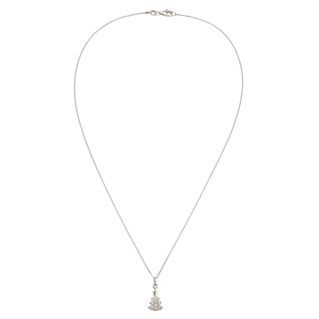 Silber - Elli DIAMONDS | Halskette Tanne | Laborgezüchtete Diamanten (Weiß, 0.015 ct) | 925 Sterling Silber