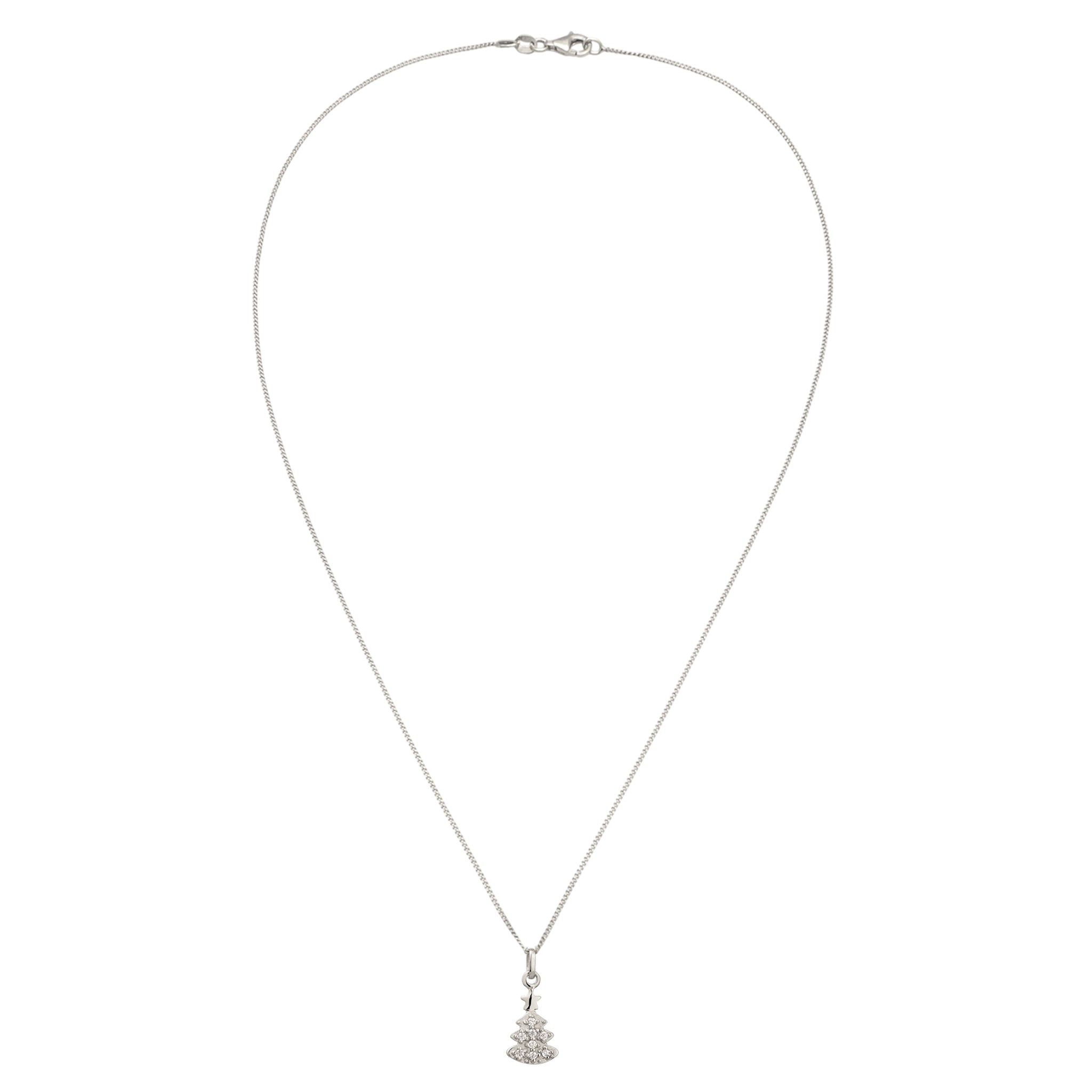 Silber - Elli DIAMONDS | Halskette Tanne | Laborgezüchtete Diamanten (Weiß, 0.015 ct) | 925 Sterling Silber