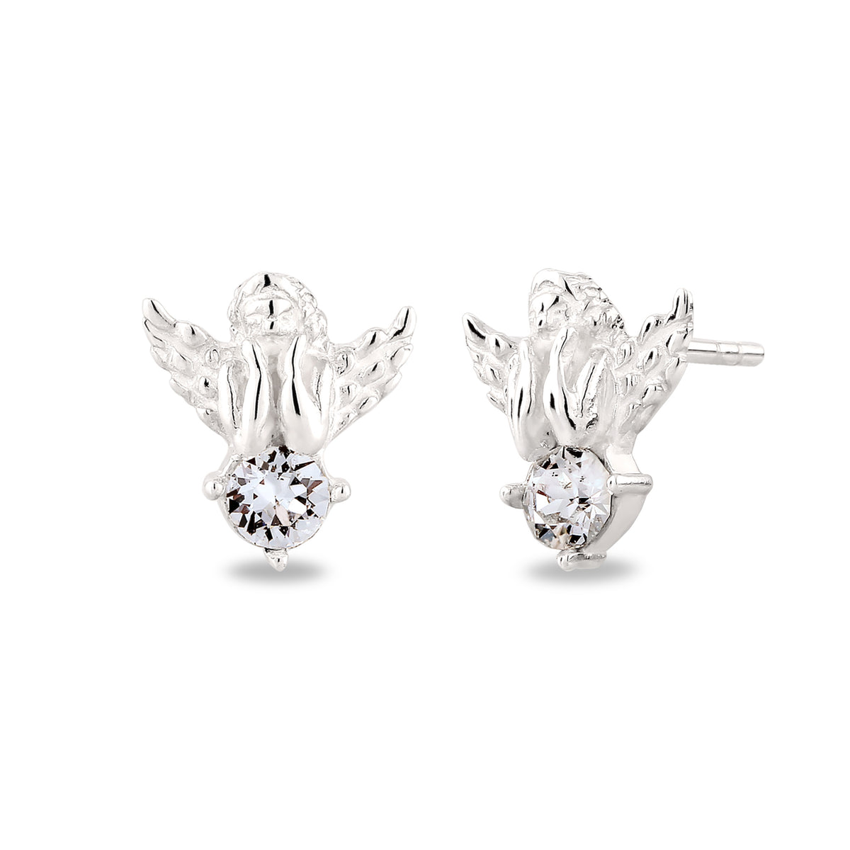 Silber - Elli | Ohrstecker Engel | mit Kristallen von Swarovski® (Weiß) | 925 Sterling Silber