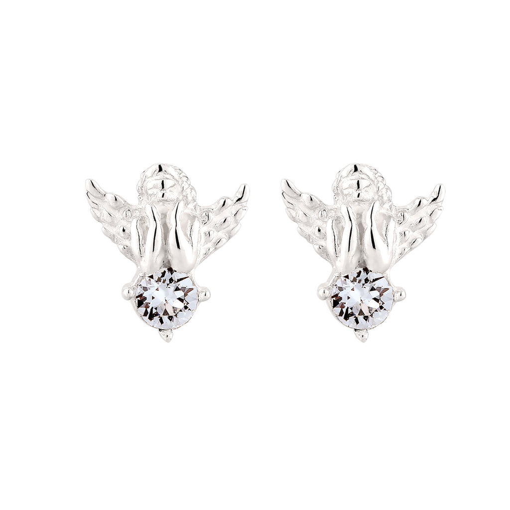 Silber - Elli | Ohrstecker Engel | mit Kristallen von Swarovski® (Weiß) | 925 Sterling Silber