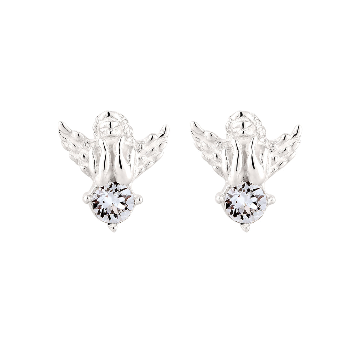 Silber - Elli | Ohrstecker Engel | mit Kristallen von Swarovski® (Weiß) | 925 Sterling Silber