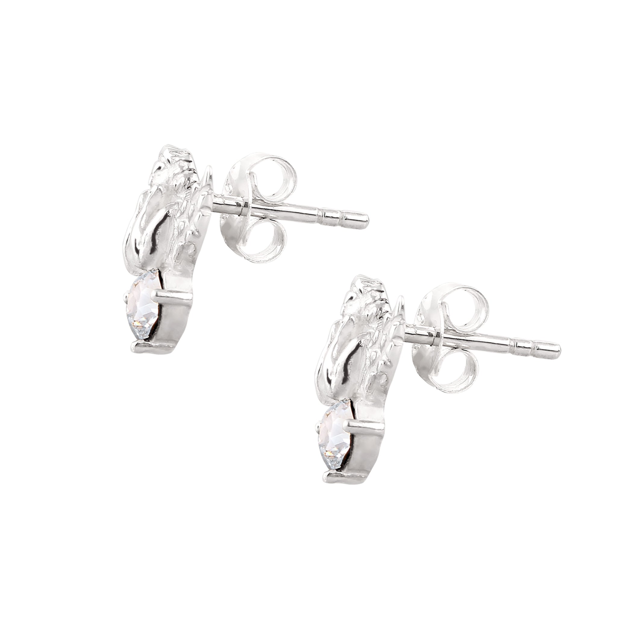 Silber - Elli | Ohrstecker Engel | mit Kristallen von Swarovski® (Weiß) | 925 Sterling Silber