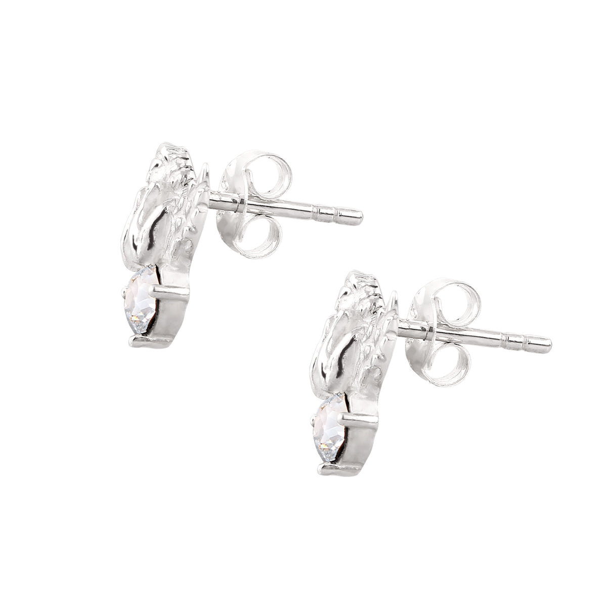 Silber - Elli | Ohrstecker Engel | mit Kristallen von Swarovski® (Weiß) | 925 Sterling Silber