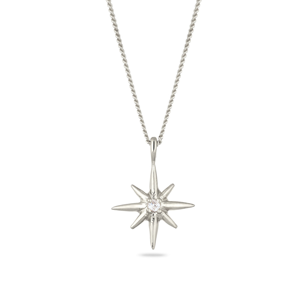Silber - Elli DIAMONDS | Halskette Stern | Laborgezüchteter Diamant (Weiß, 0.035 ct) | 925 Sterling Silber