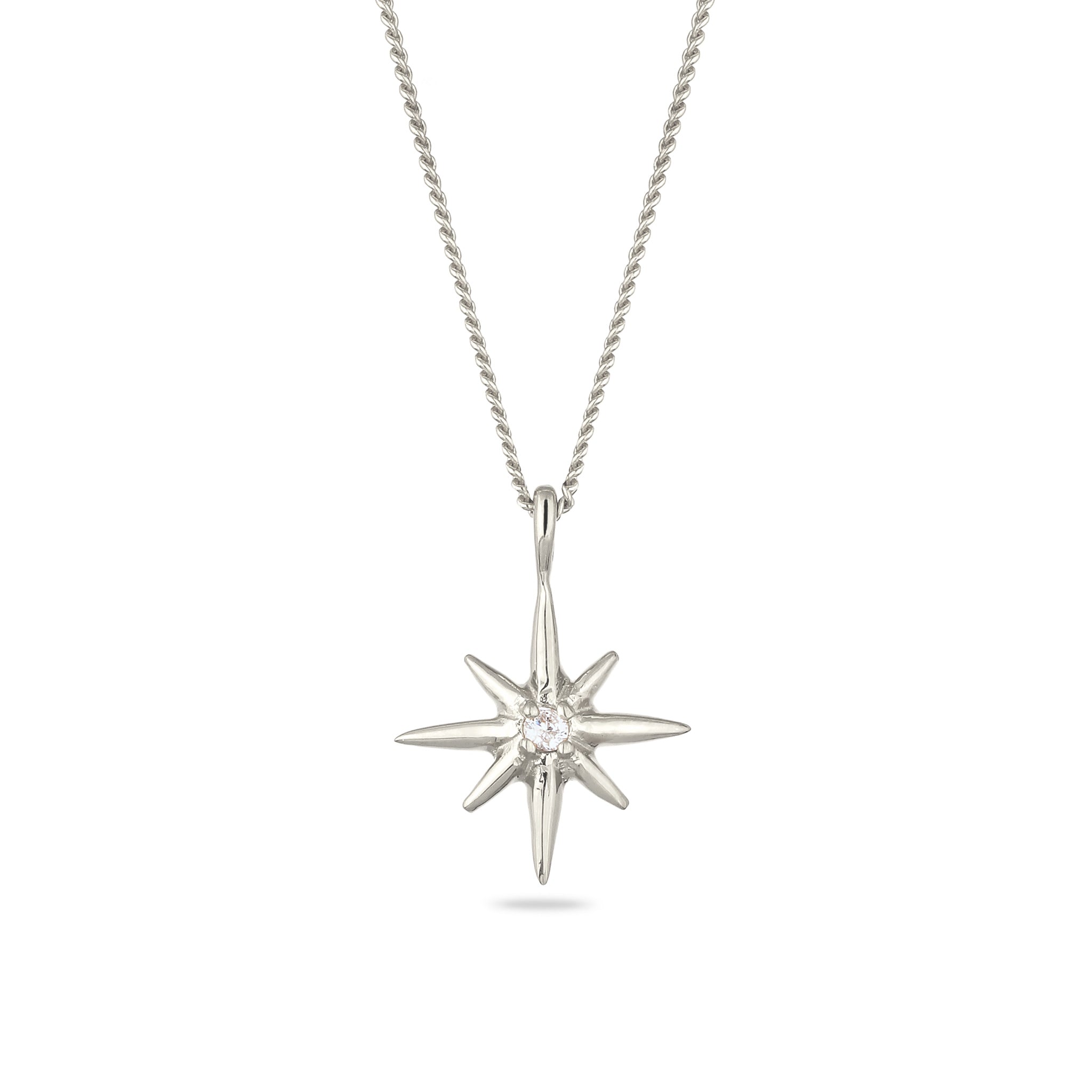 Silber - Elli DIAMONDS | Halskette Stern | Laborgezüchteter Diamant (Weiß, 0.035 ct) | 925 Sterling Silber