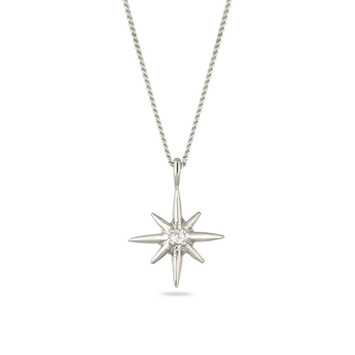 Silber - Elli DIAMONDS | Halskette Stern | Laborgezüchteter Diamant (Weiß, 0.035 ct) | 925 Sterling Silber