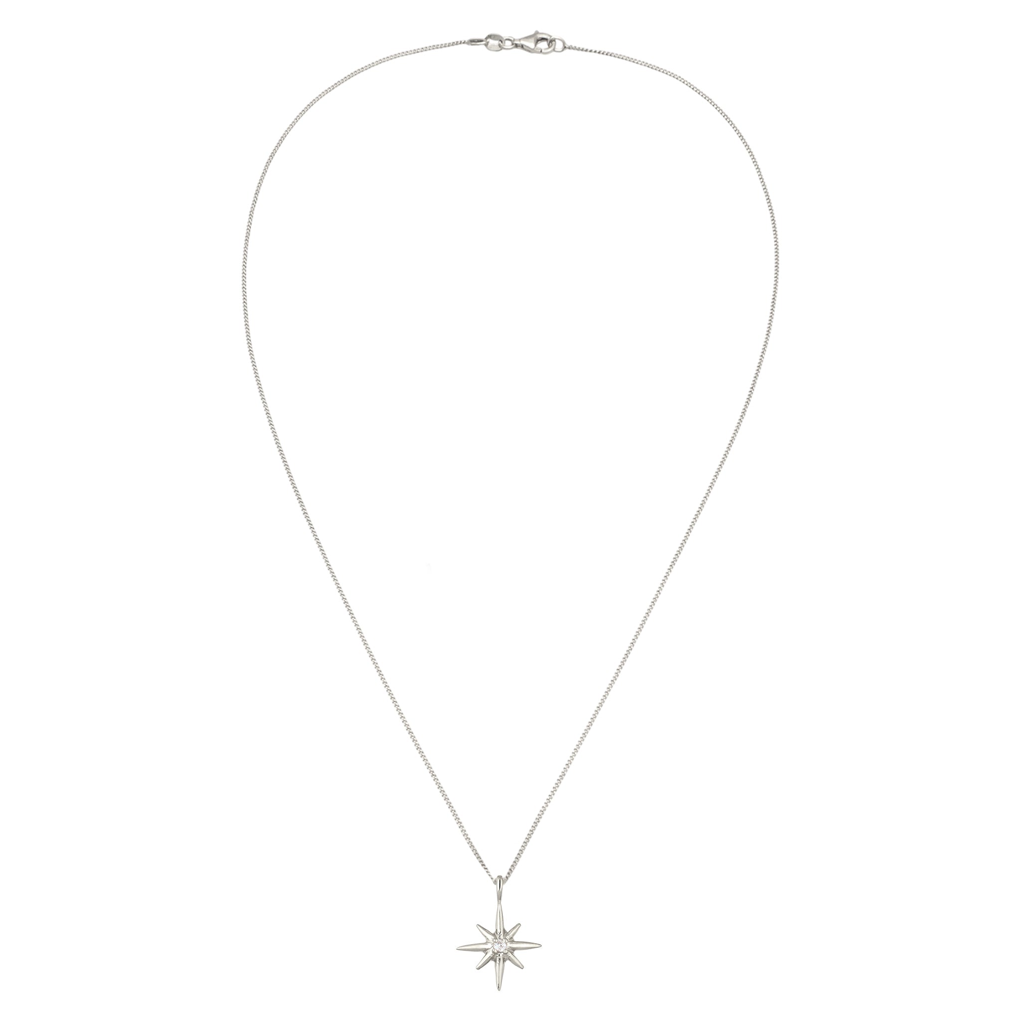 Silber - Elli DIAMONDS | Halskette Stern | Laborgezüchteter Diamant (Weiß, 0.035 ct) | 925 Sterling Silber