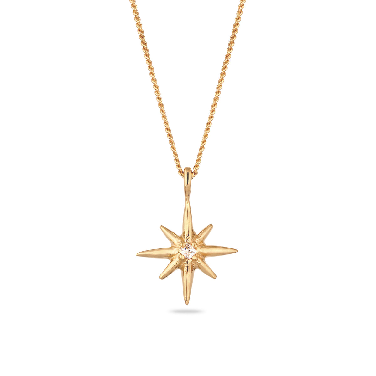 Gold - Elli DIAMONDS | Halskette Stern | Laborgezüchteter Diamant (Weiß, 0.035 ct) | 925 Sterling Silber vergoldet