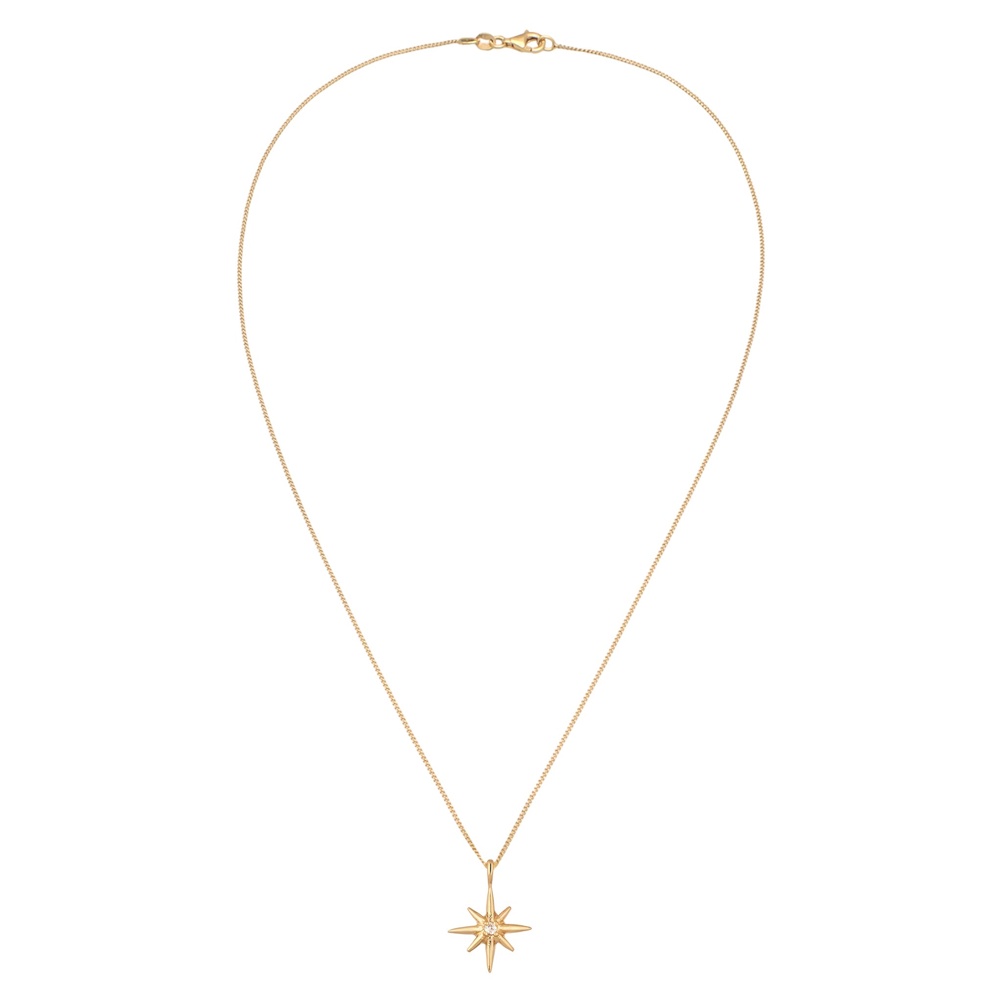 Gold - Elli DIAMONDS | Halskette Stern | Laborgezüchteter Diamant (Weiß, 0.035 ct) | 925 Sterling Silber vergoldet
