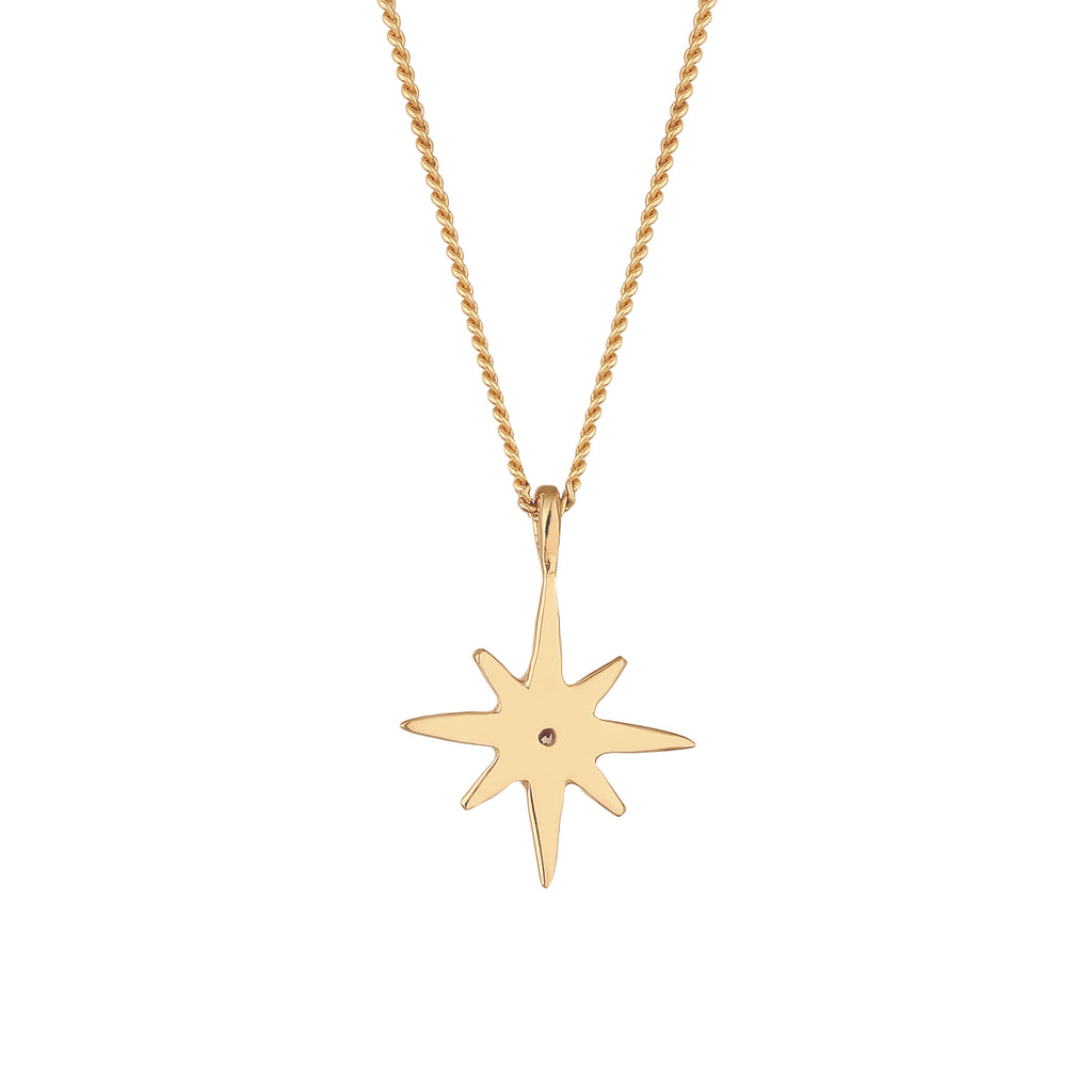 Gold - Elli DIAMONDS | Halskette Stern | Laborgezüchteter Diamant (Weiß, 0.035 ct) | 925 Sterling Silber vergoldet