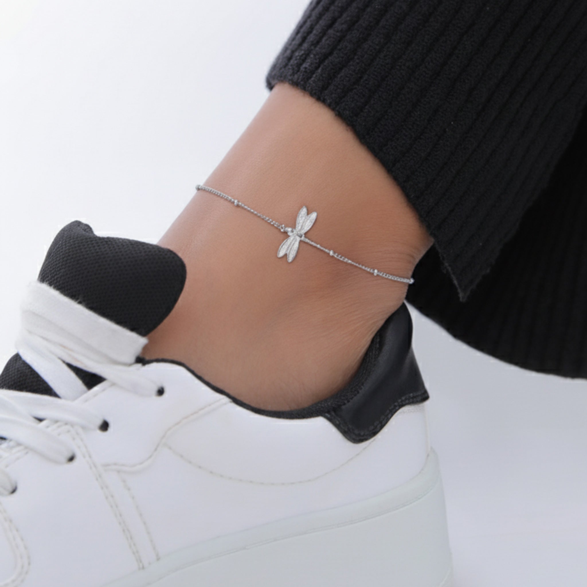 Silber - Elli | Fußkettchen Libelle | 925 Sterling Silber