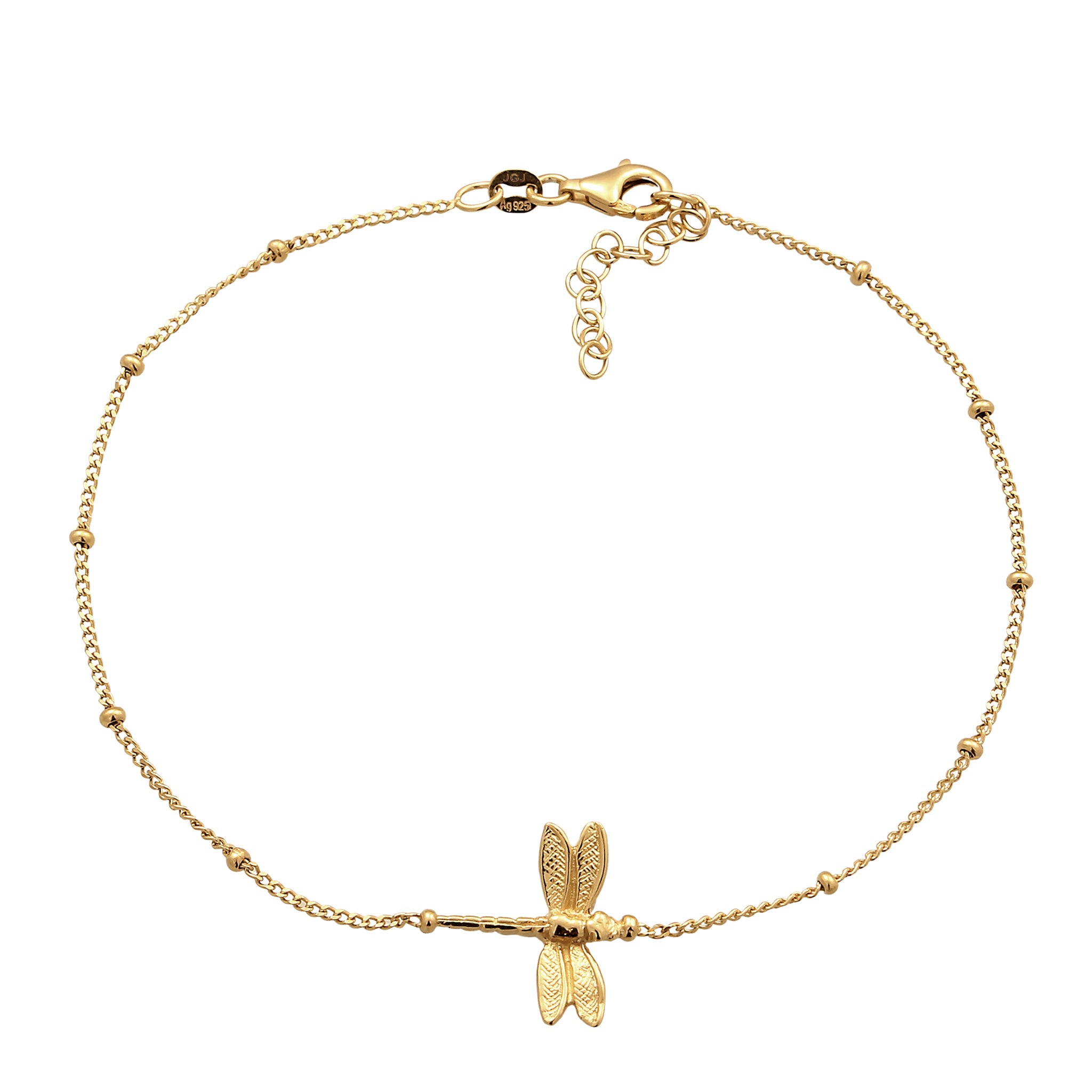 Gold - Elli | Fußkettchen Libelle | 925 Sterling Silber vergoldet