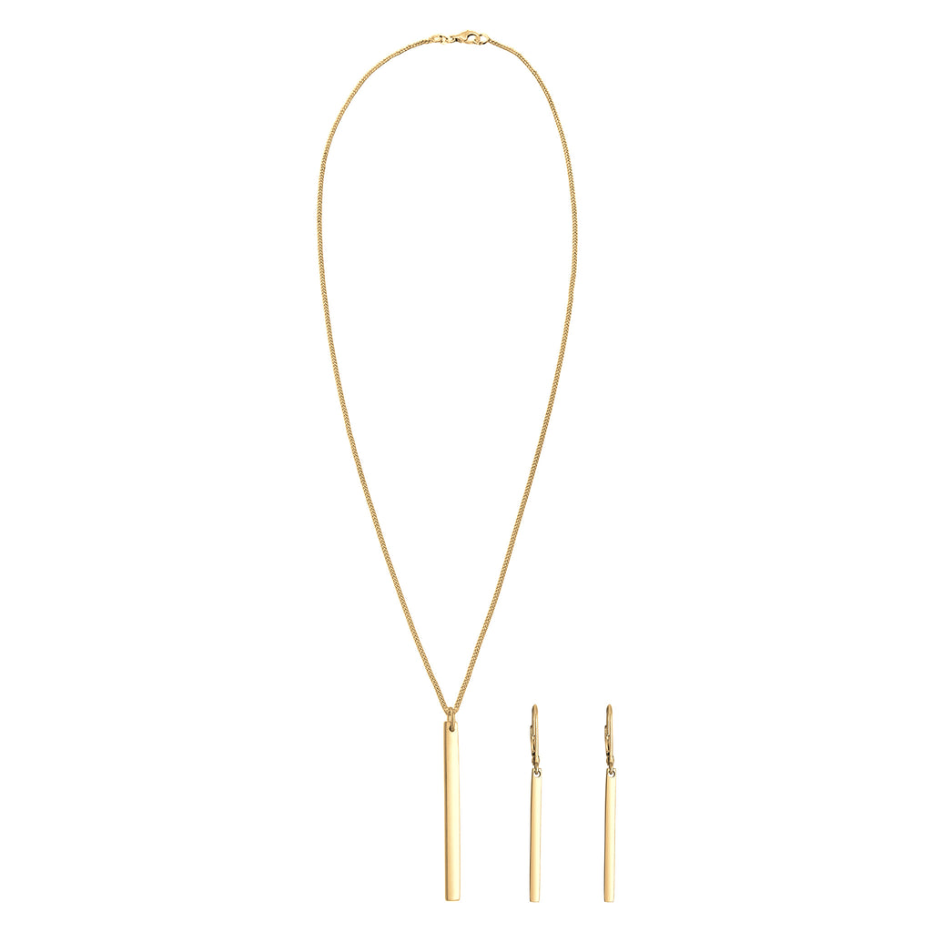 Gold - Elli | Schmuckset Stab | 925 Sterling Silber vergoldet