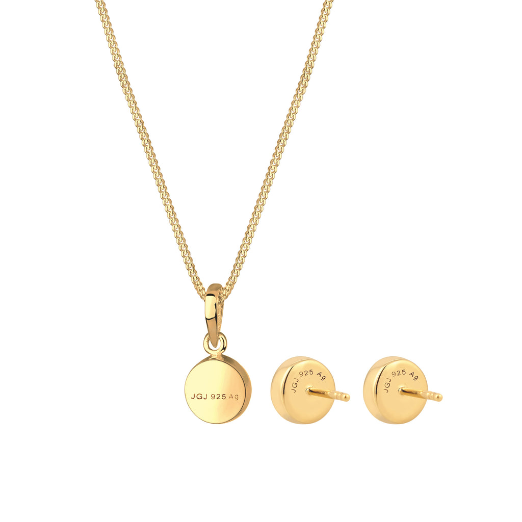 Gold - Elli | Schmuckset | Mondstein (Weiß) | 925 Sterling Silber vergoldet