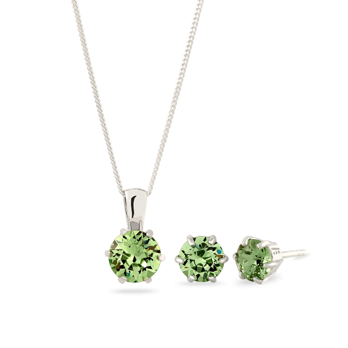 Grün - Elli | Schmuckset Basic | Mit Kristallen von Swarovski® (Hellgrün) | 925er Sterling Silber